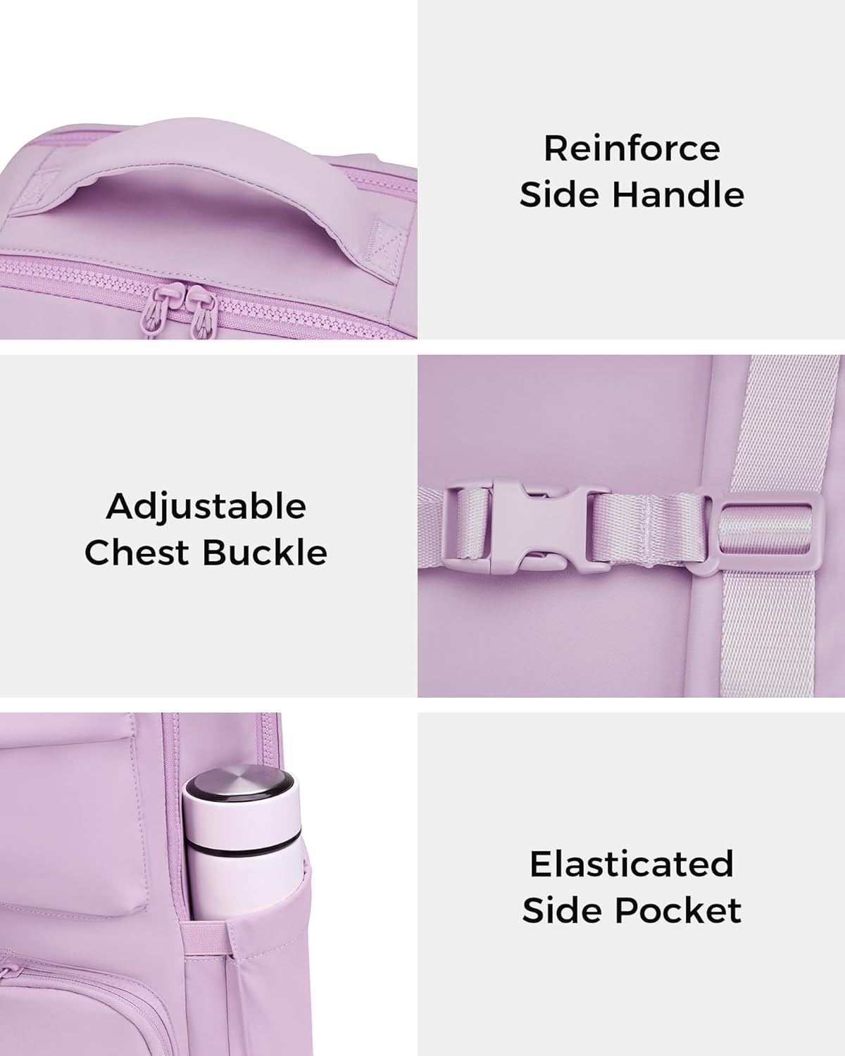 FODOKO Backpack for Work, Casual Backpack for Women Men Daypack Backpack for Travel College Bookbag Separate Compartment for 15.6 Inch Notebook Light Purple