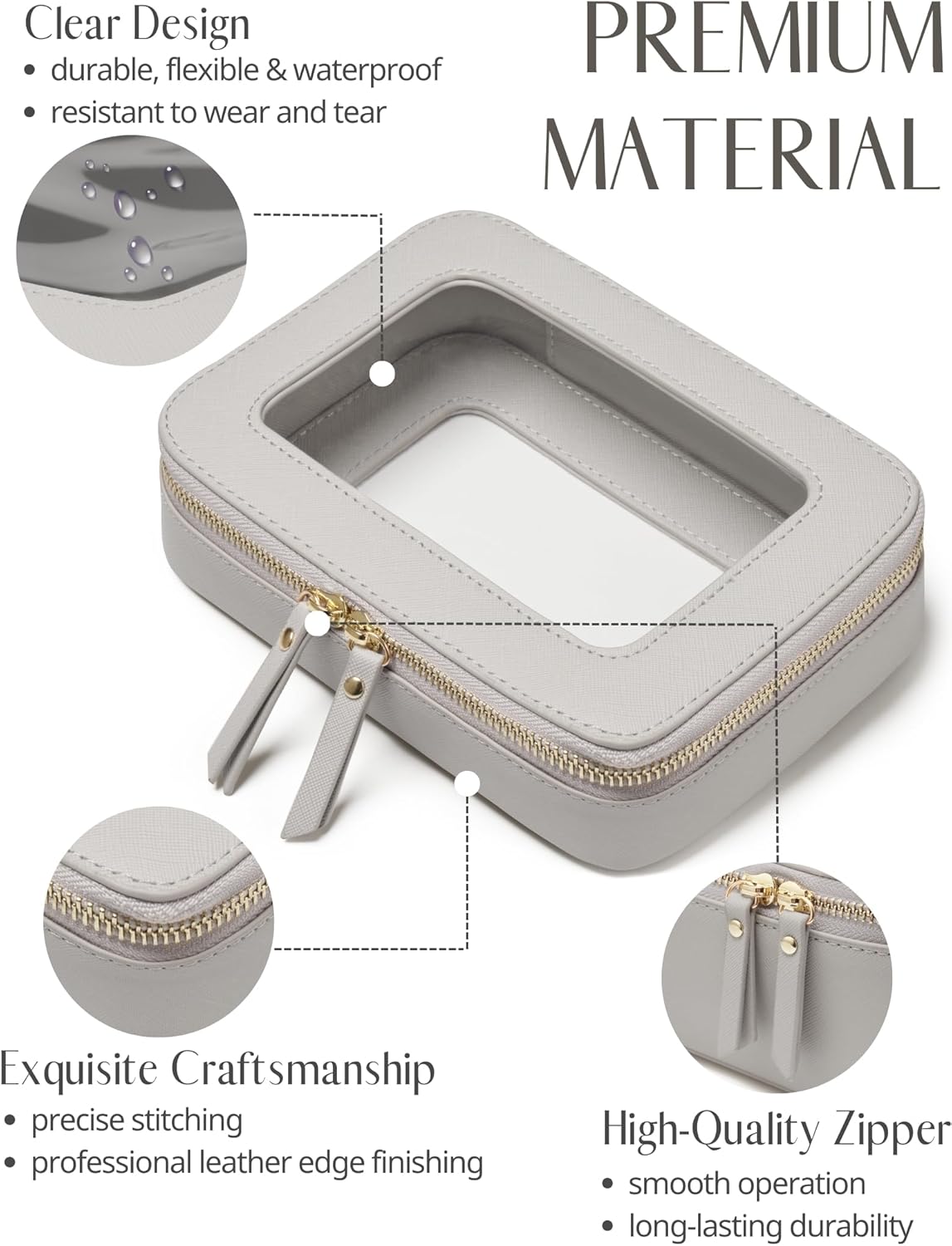 Popvibe Clear Makeup Bag Travel Cosmetic Case Transparent Toiletry Bag with Zipper, Portable Make