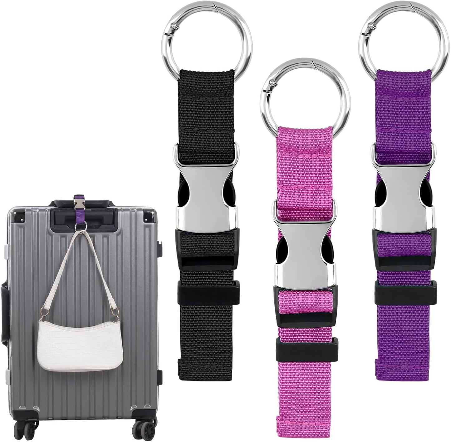 3 Pcs Add a Bag Strap Luggage Straps for Suitcases Heavy Duty Adjustable Suitcase Belt Carry Extra Bags Valises Strap for Travel Belt with Buckle Attachment for Connecting Luggage Together, 3 Colors