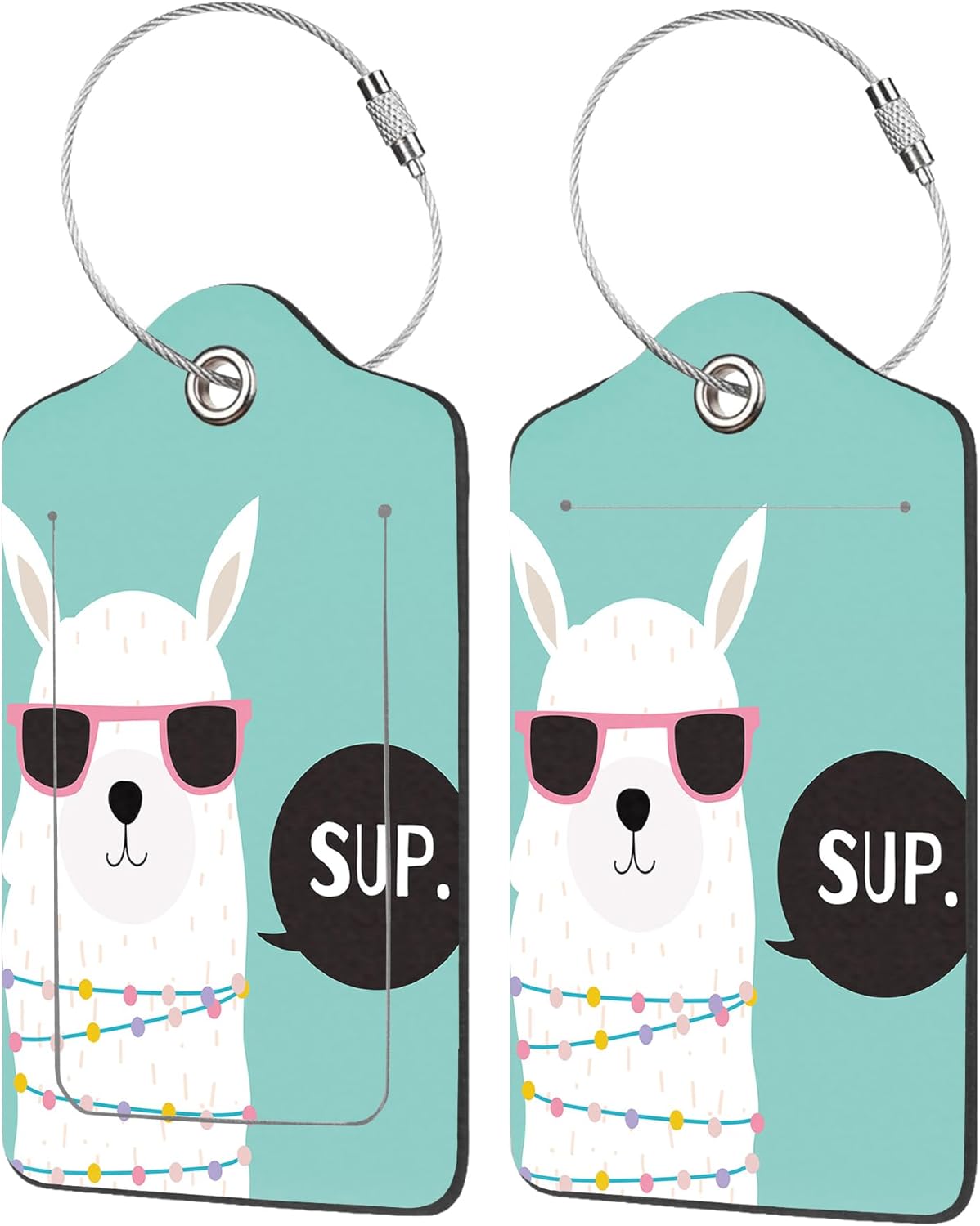 Luggage Tags for Suitcase,2 Pack Cute Llama Luggage Tag with Privacy Flap,Name ID Label and Metal Loop for Women Men Girls Baggage Bag Backpack Instrument