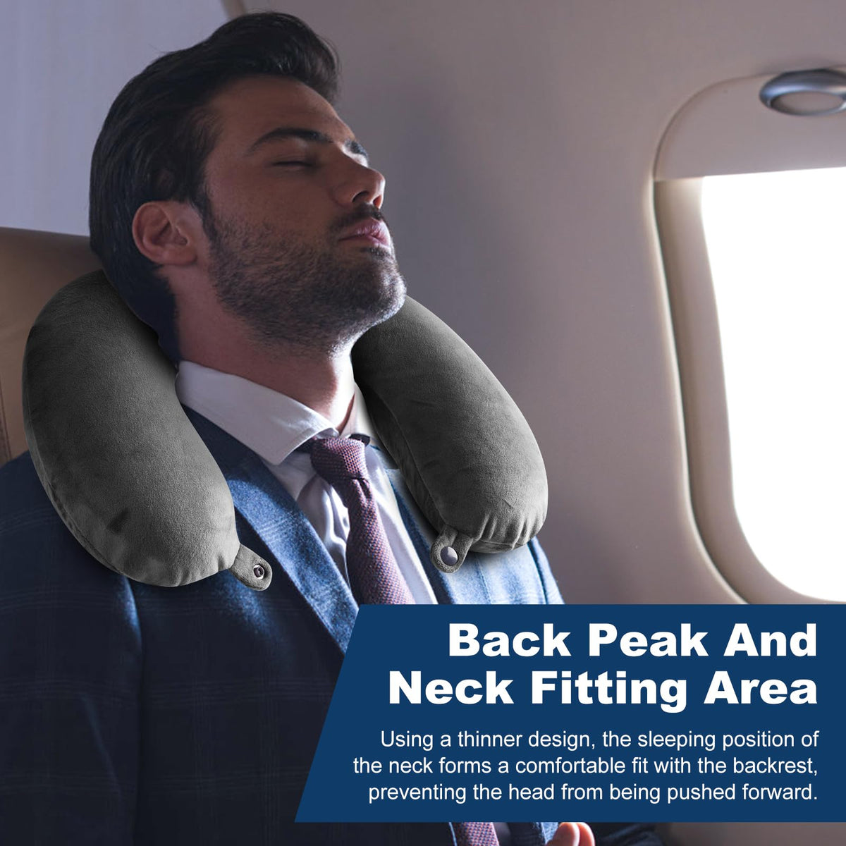 GDEOUP Travel Pillow 100% Pure Comfortable U Shape Memory Foam Pillows Neck and Head Support