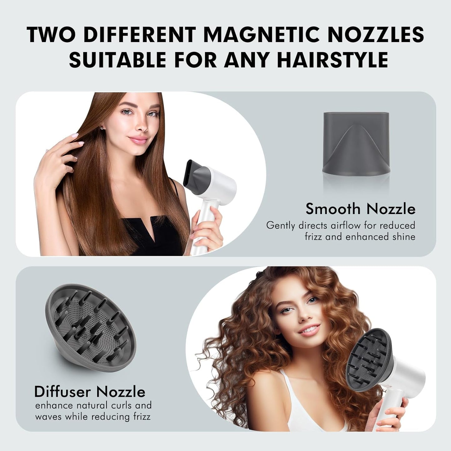 Hair Dryer - Ionic Blow Dryer with Diffuser,112000RPM High Speed Brushless Low Noise Hairdryer, Lightweight/Compact/Mini Design,110V Use for Home/Travel, Suitable for All Hair Types Women, Men