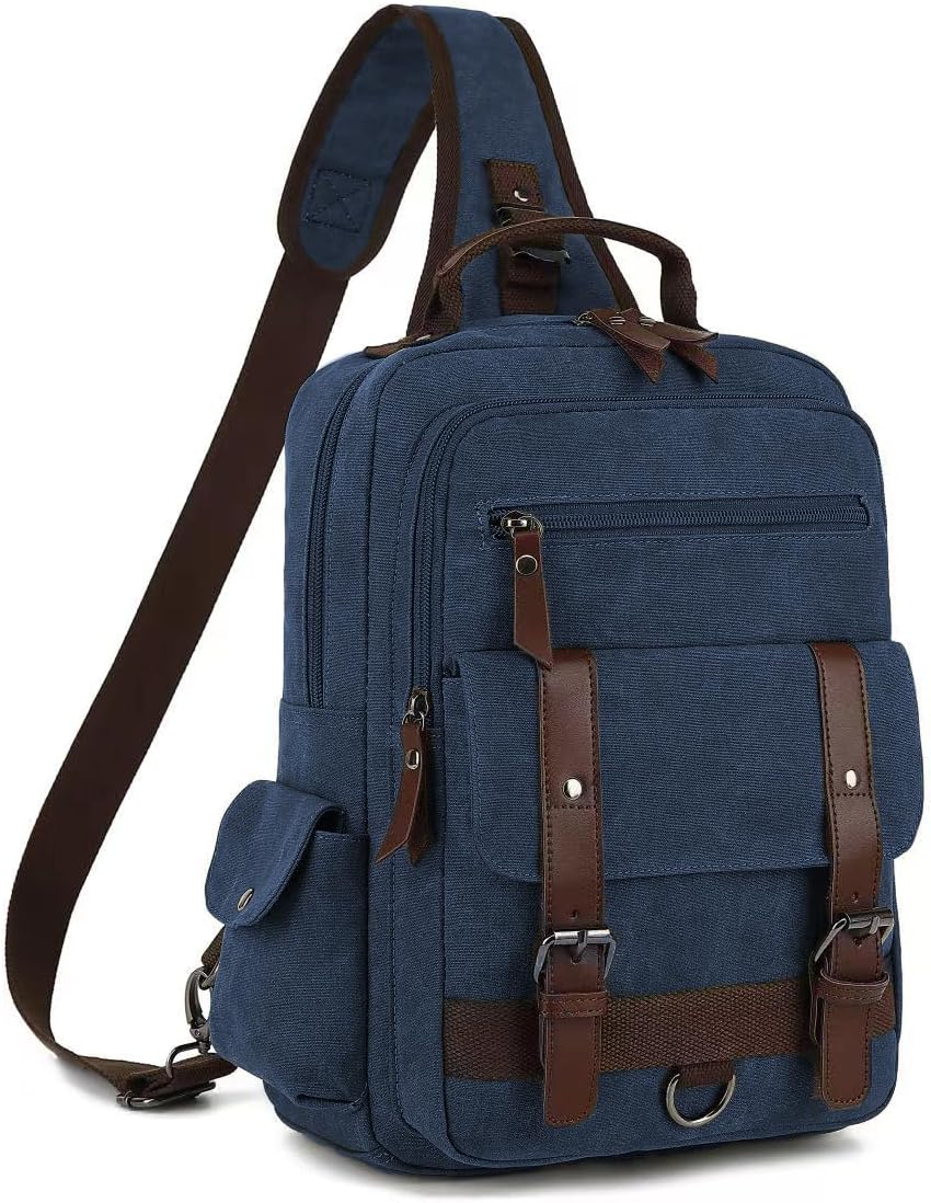 Vintage Messenger Bag, Canvas Backpack for Travel, Men's Shoulder Bag, Dual-use Bag for Hand Carry and Crossbody Carry