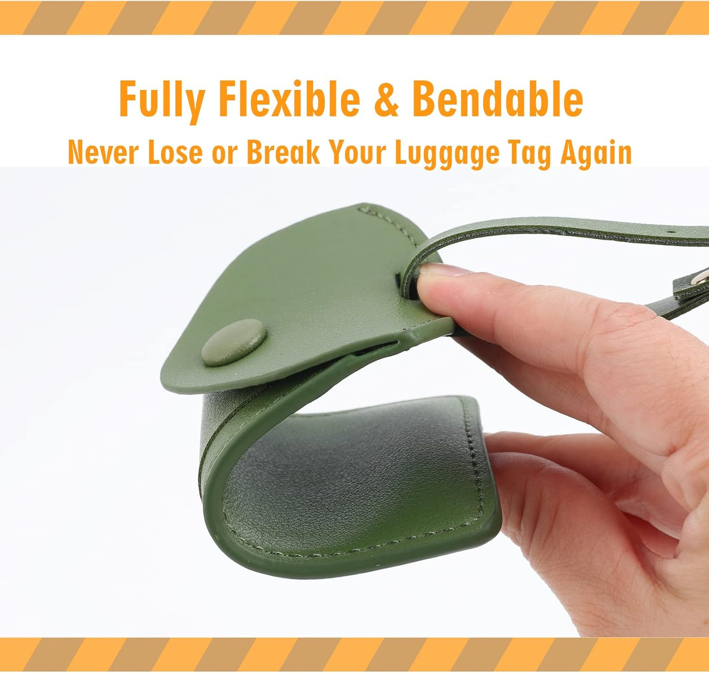 Kevancho Leather Luggage Tags for Men Women, Suitcase Labels Baggage Bag Tag ID Tags with Full Back Privacy Cover for Cruise Ships, Travel Accessories Tags Set of 2 PCS (Green)