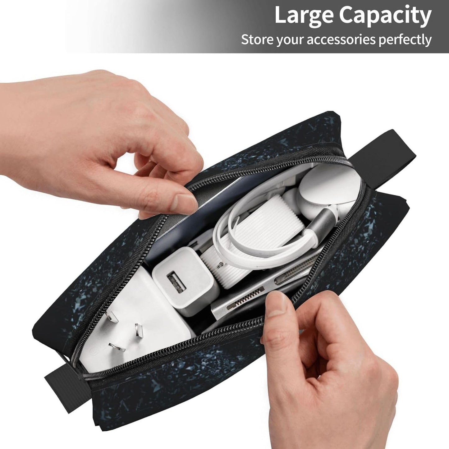 Majestic Wolf Midnight Makeup Bag Small Compact & Durable Travel Cosmetic Bag Organizer Oxford Fabric Impact-Resistant Multi-Purpose Storage Perfect for Travel, Gym, Daily Use