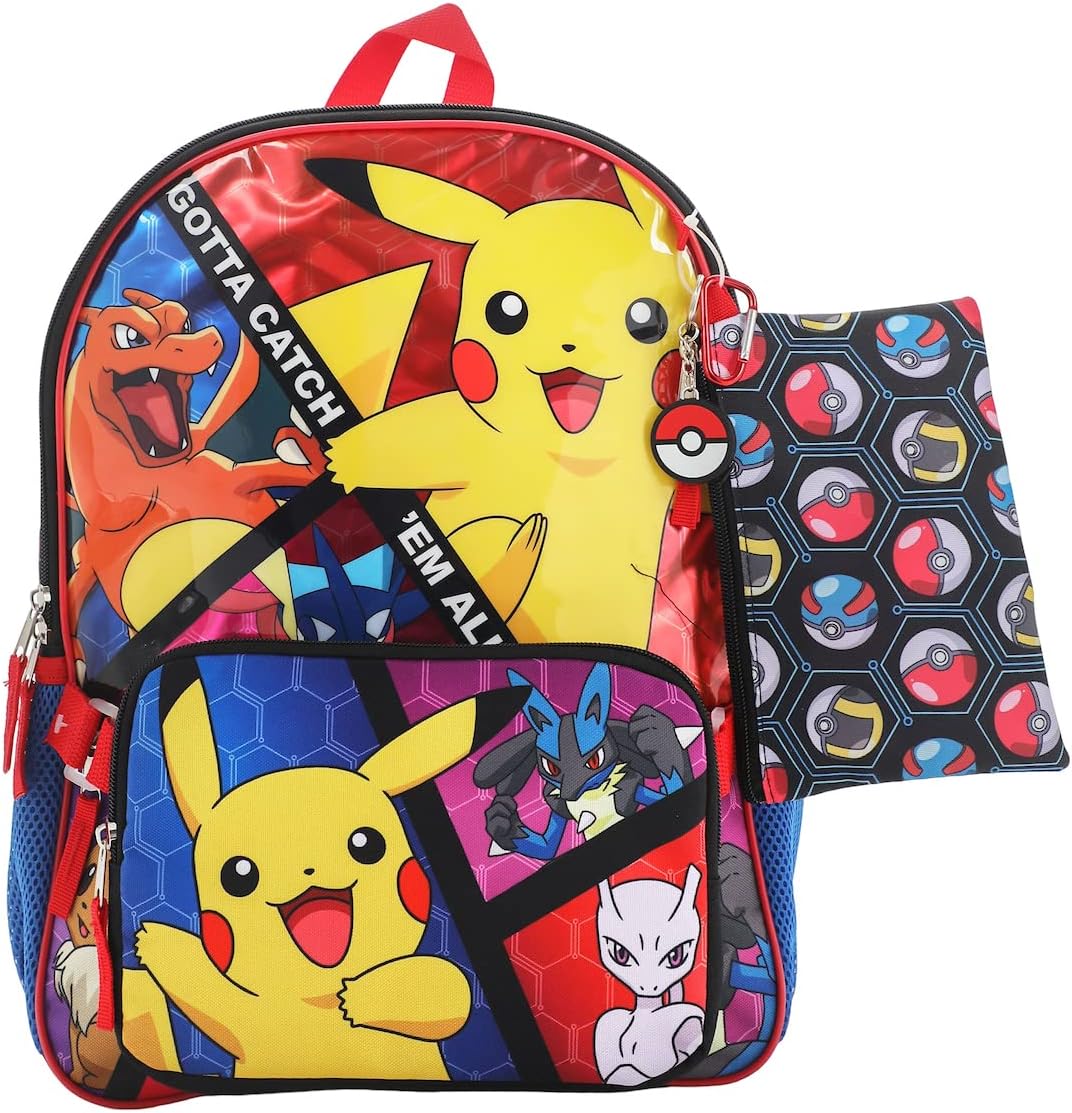 Bioworld Pokemon Trainer Gotta Catch 'Em All Youth 5-Piece Backpack Set