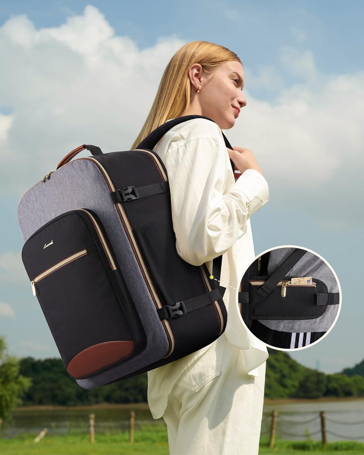 LOVEVOOK 56L Travel Backpack for Women & Men, Airline Approved Carry On Luggage with 3 Packing Cubes, TSA Overnight Bags, Waterproof Personal Item Bag, Weekender Essentials Backpacks fits 17" Laptop