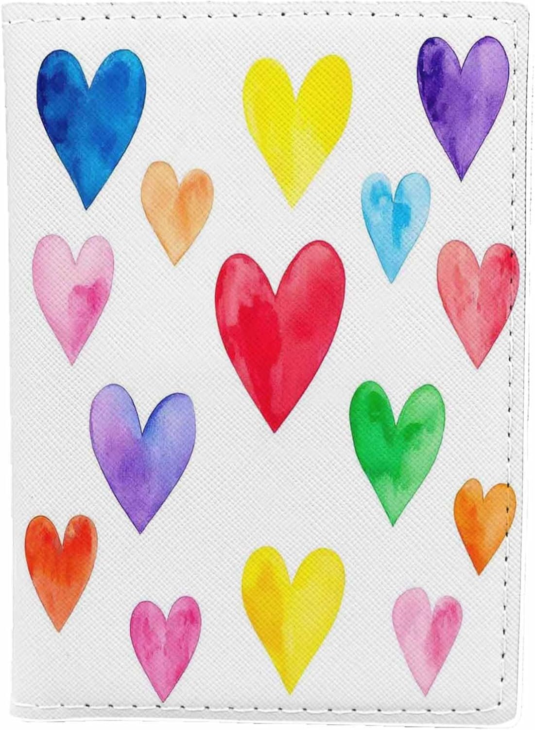 Colorful Hearts Passport Holder for Travel Flying Watercolor Love PU Leather Passport Cover Wallet Cute Passport Card Holder for Women and Men
