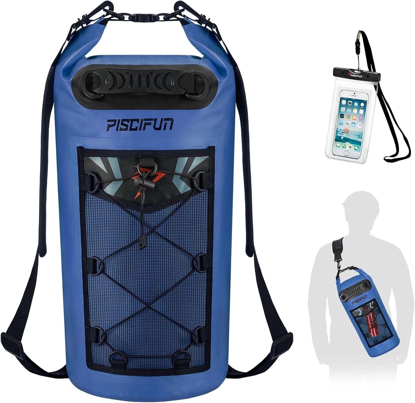Piscifun Dry Bag, Waterproof Floating Backpack 10L/20L/30L/40L with Waterproof Phone Case for Boating, Kayaking, Fishing