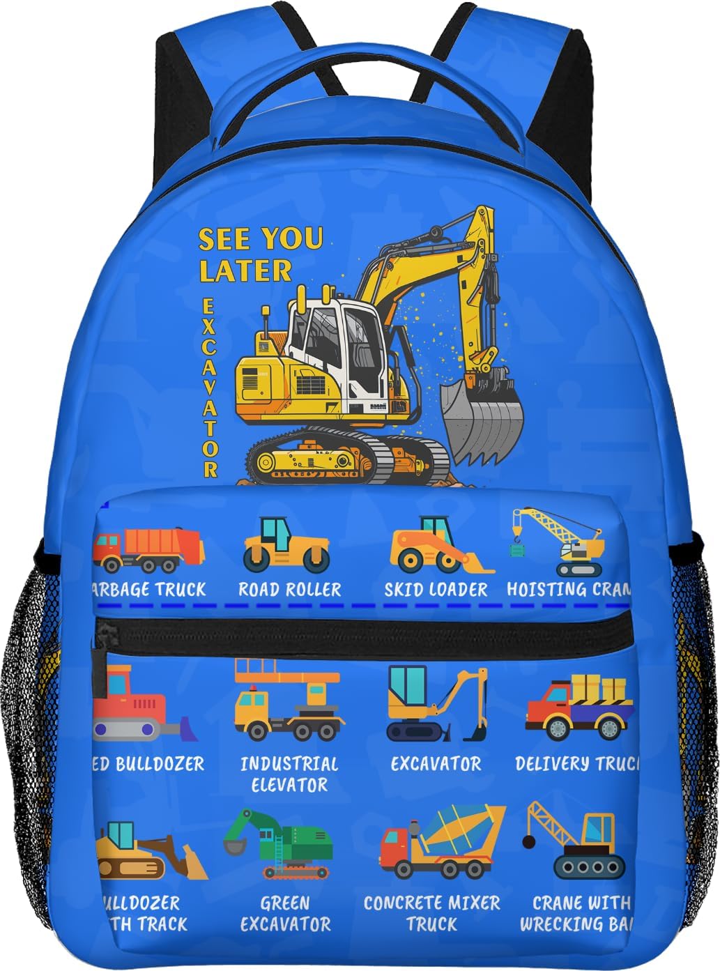 Excavator Kids Backpack for Boys Girls Elementary Schoolbag Kindergarten Bookbags Preschool School Bag Toddler Book Bags Travel Bag Hiking Camping Rucksack Daypack for Students Back to School Gifts