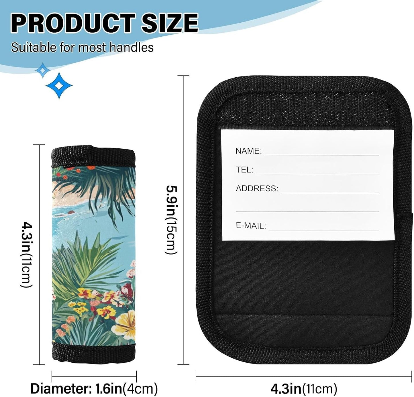 Coastline Hibiscus 2 Pack Luggage Handle Wraps Covers for Suitcase Identifiers Bag Tags Travel Accessories