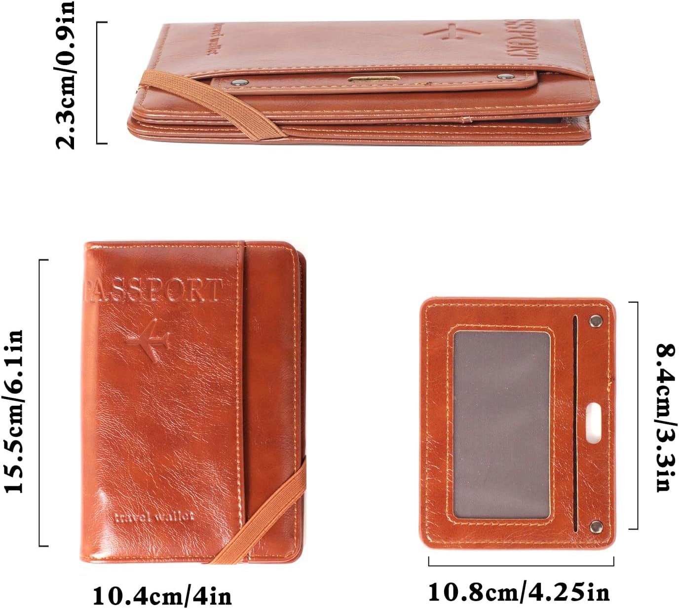 RFID Passport Wallet, RFID Passport Holder for Wallet, Essential Travel Anti-Theft Wallet Storage Case, Anti-Theft Protective Case,Brown