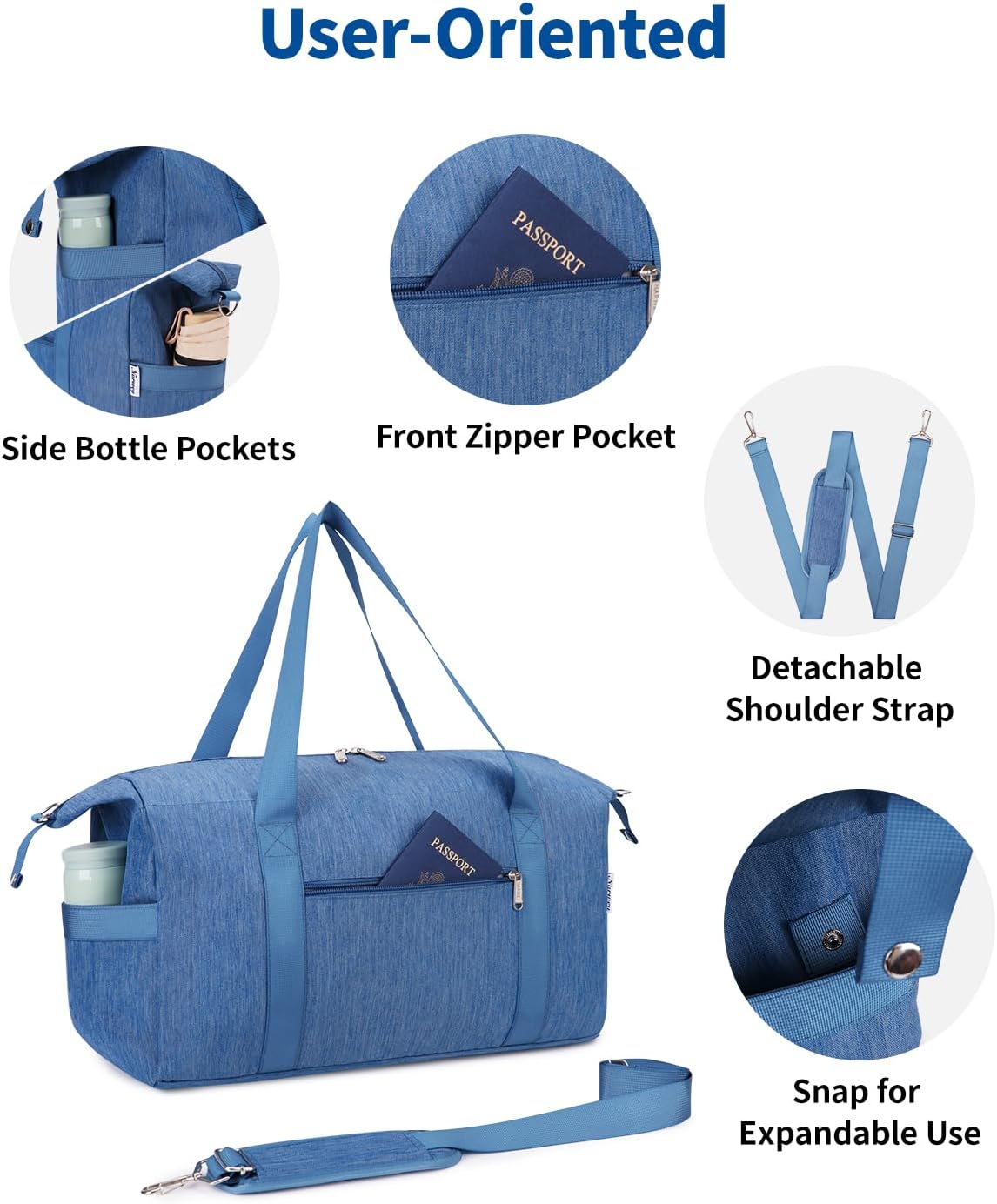 Narwey For Spirit Airlines Personal Item Bag 18x14x8 Travel Duffel Bag Carry on Bag Underseat for Airplane with Wet Pocket Small Gym Bag Weekender Overnight for Women and Men (Navy Blue)
