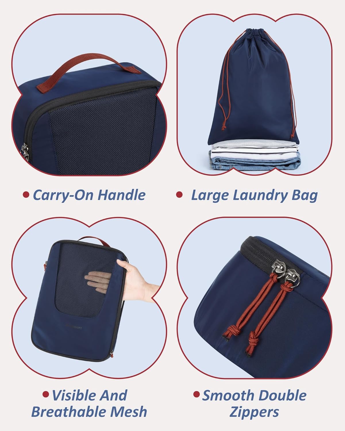 BAGSMART Compression Packing Cubes for Travel, 6 Set/5 Set/4 Set, Compression Suitcase Organizer Bags Set for Suitcases Travel Essentials, Lightweight Packing Organizers