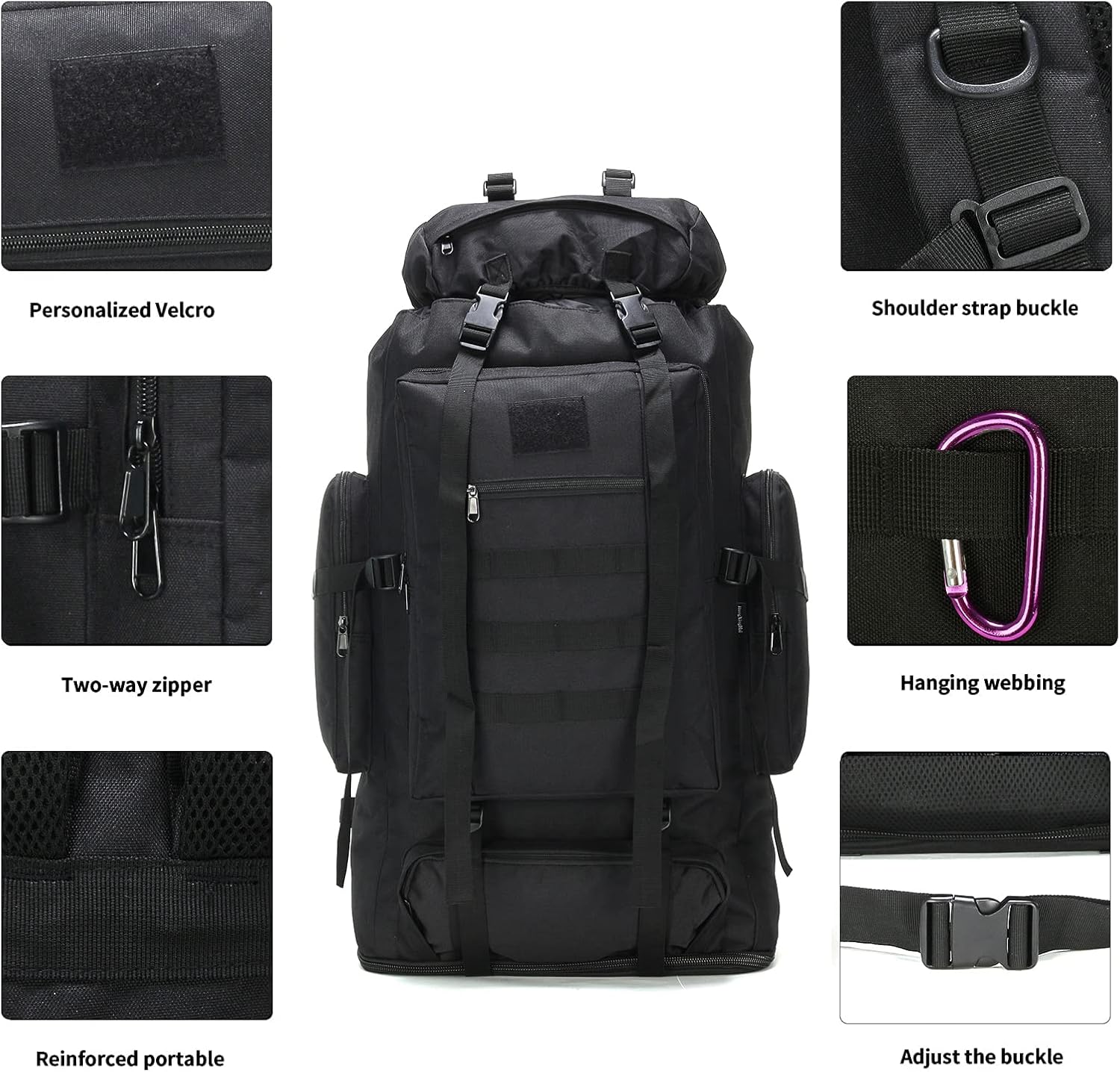 Hiking Backpack for Men 70L/100L Camping Backpack Military Rucksack Molle 3 Days Assault Pack for
