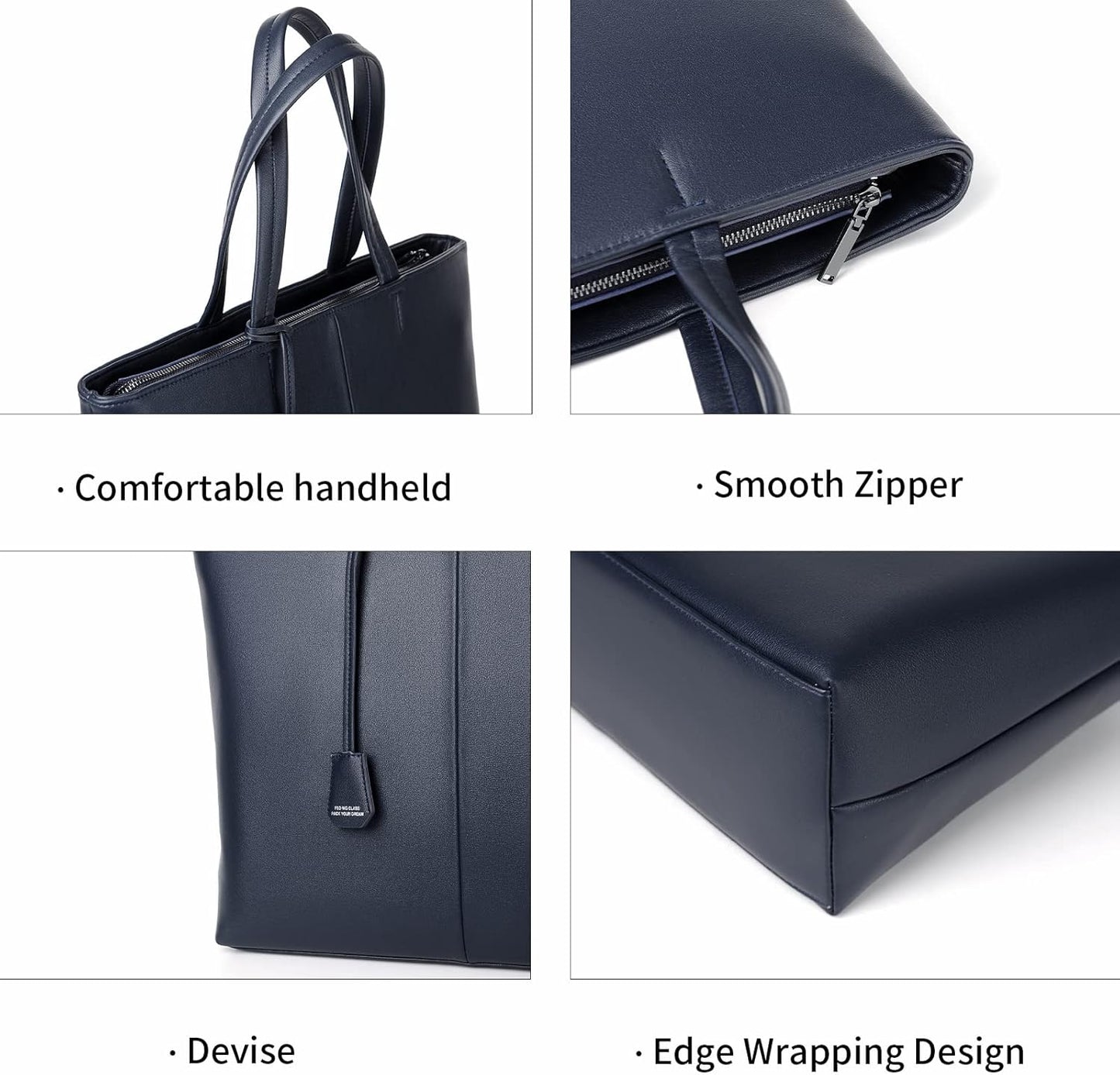 FSD.WG Men's Tote Bag,Business Bag, Leather Briefcase,Elegant Leather（PU）,Large Capacity,Black