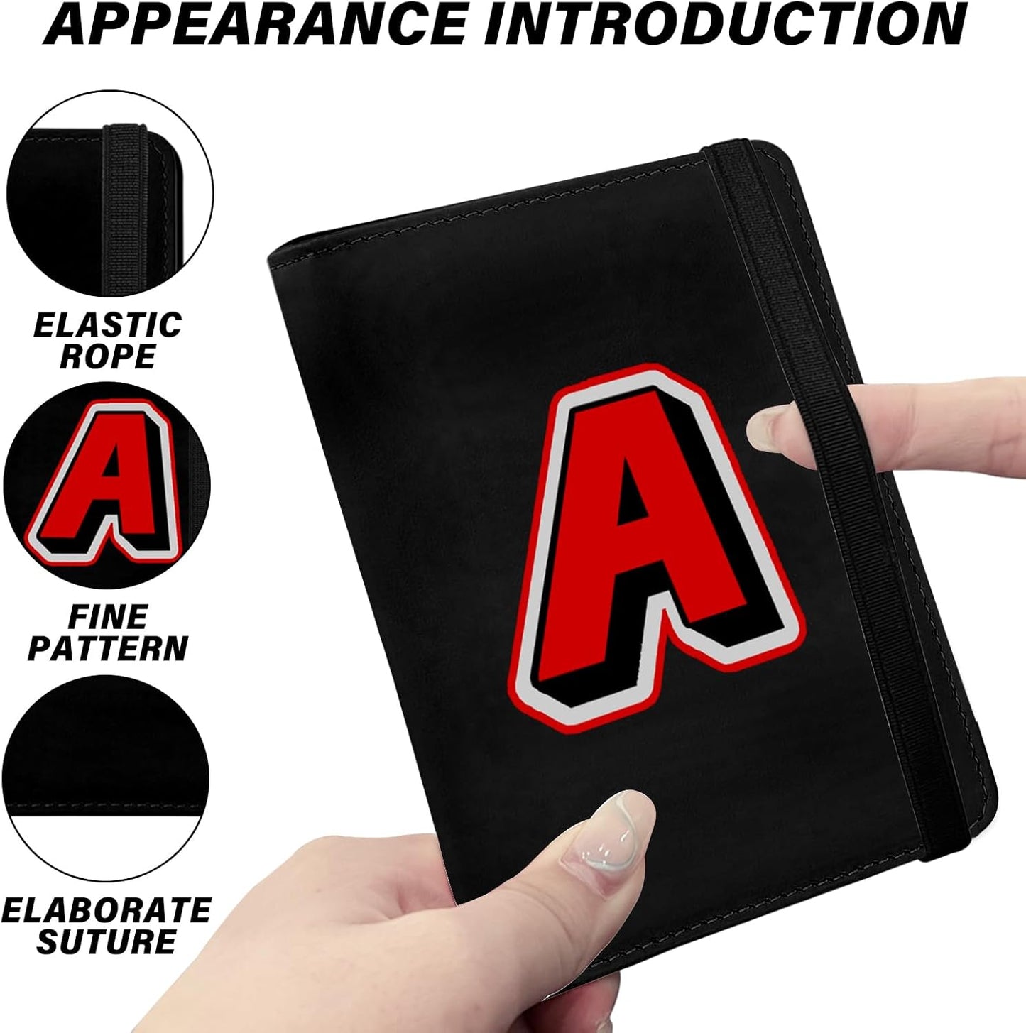 Cute Passport Holder and Holder Combo Passport Cover with Compatible Wallet Credit Card Protector RFID Blocking Women Men（Initial Monogram-A）