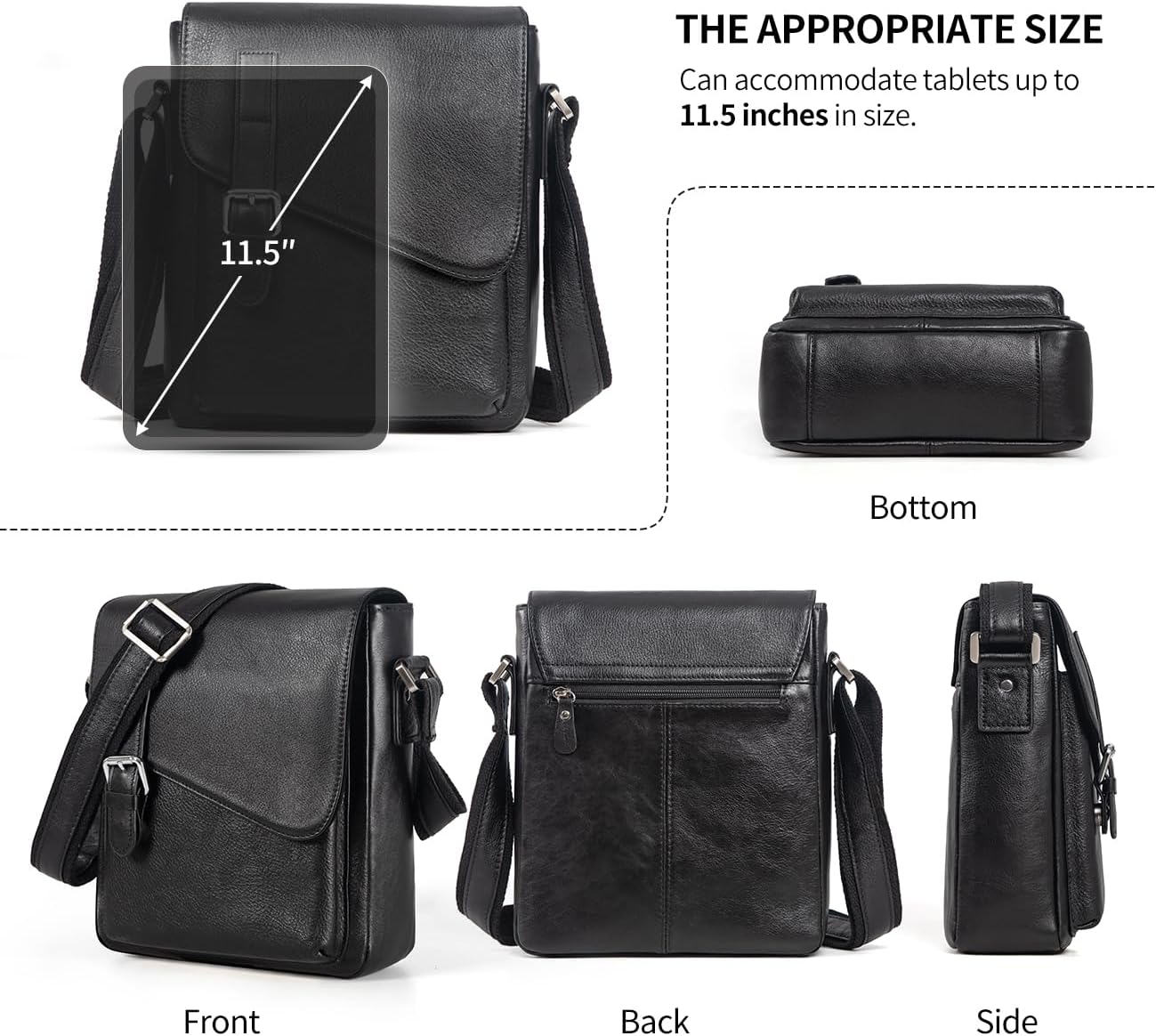 Augus Men's Leather Messenger Bag Shoulder Crossbody Backpack Bags Purse for Women Vintage