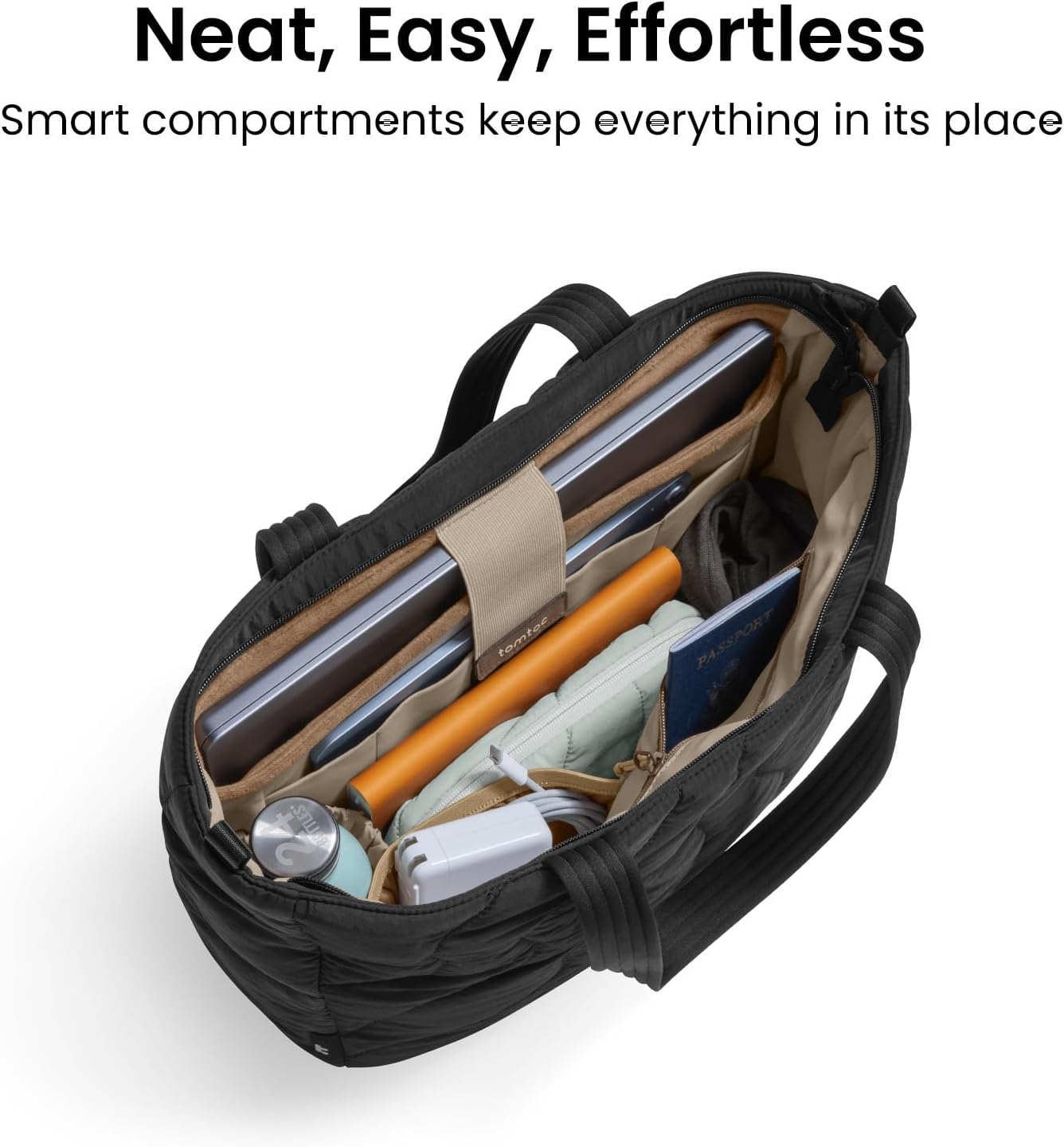 tomtoc 16-inch Puffy Laptop Tote Bag for Women 13.5L, Lightweight Puffer Work Tote with Padded Laptop Compartment for 15/16-inch MacBook, Large Capacity Tote Bag for Office, Business, Daily Essentials