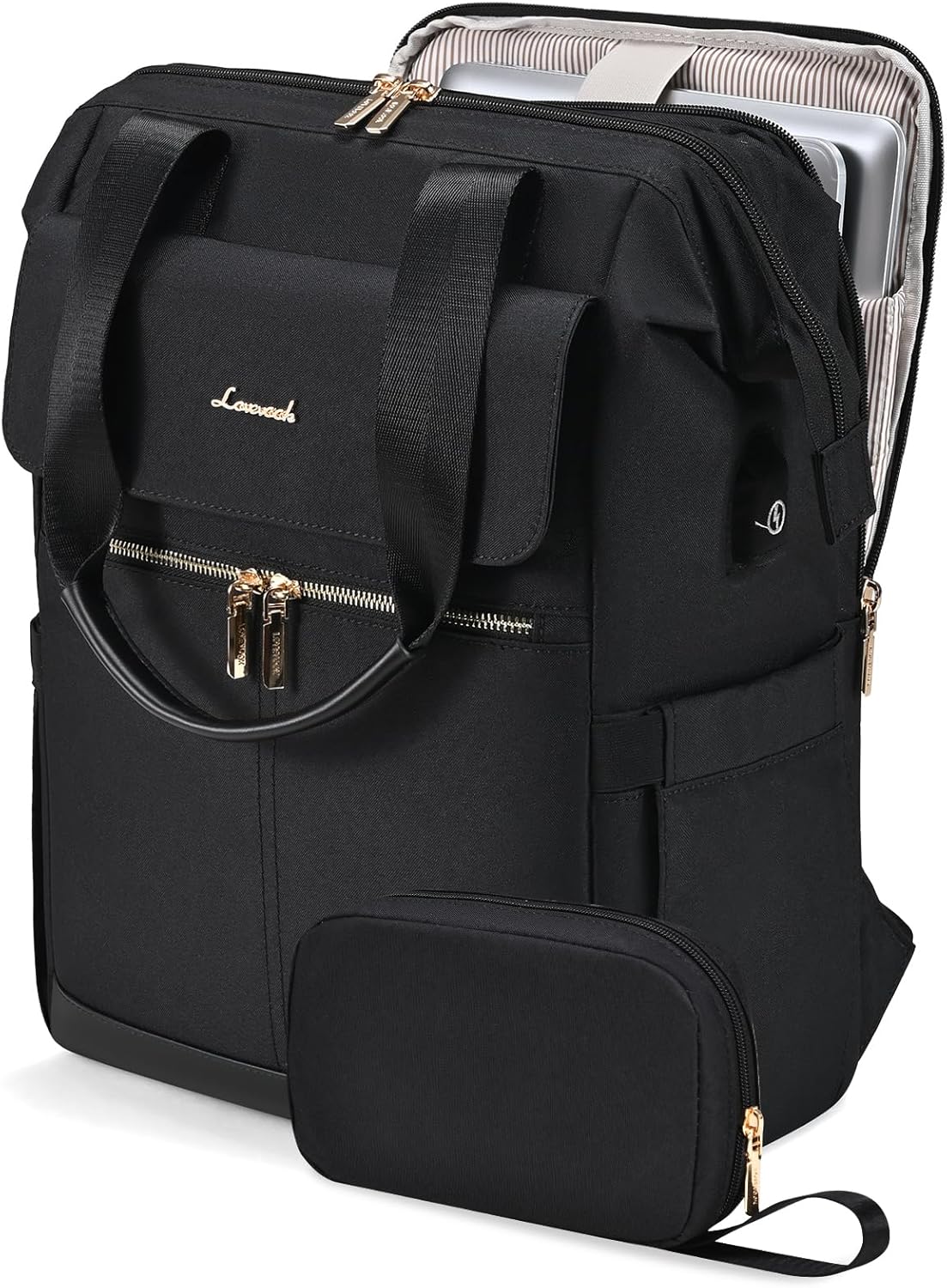 LOVEVOOK 17.3 Inch Laptop Backpack for Women, Large Capacity Travel Backpack with Organizer Bag, Waterproof Carry on Backpack Work Bag with USB Port, Teacher Nurse Backpack Purse, 2PCS