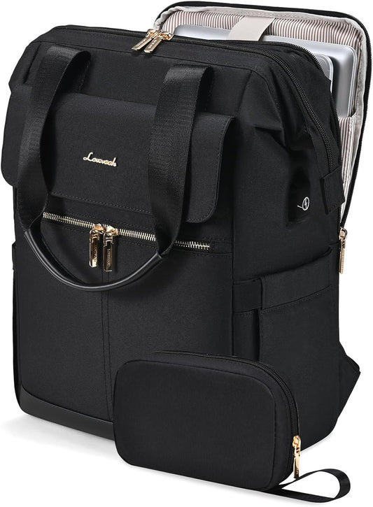 LOVEVOOK 17.3 Inch Laptop Backpack for Women, Large Capacity Travel Backpack with Organizer Bag, Waterproof Carry on Backpack Work Bag with USB Port, Teacher Nurse Backpack Purse, 2PCS