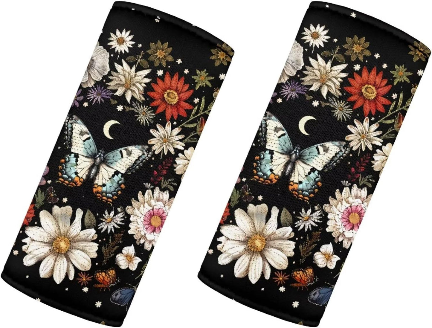 Butterfly Luggage Handle Wraps for Suitcase Flower Luggage Identifier Marker Grips Protector Suitcase Protective Handle Cover Grip Gloves Set of 2