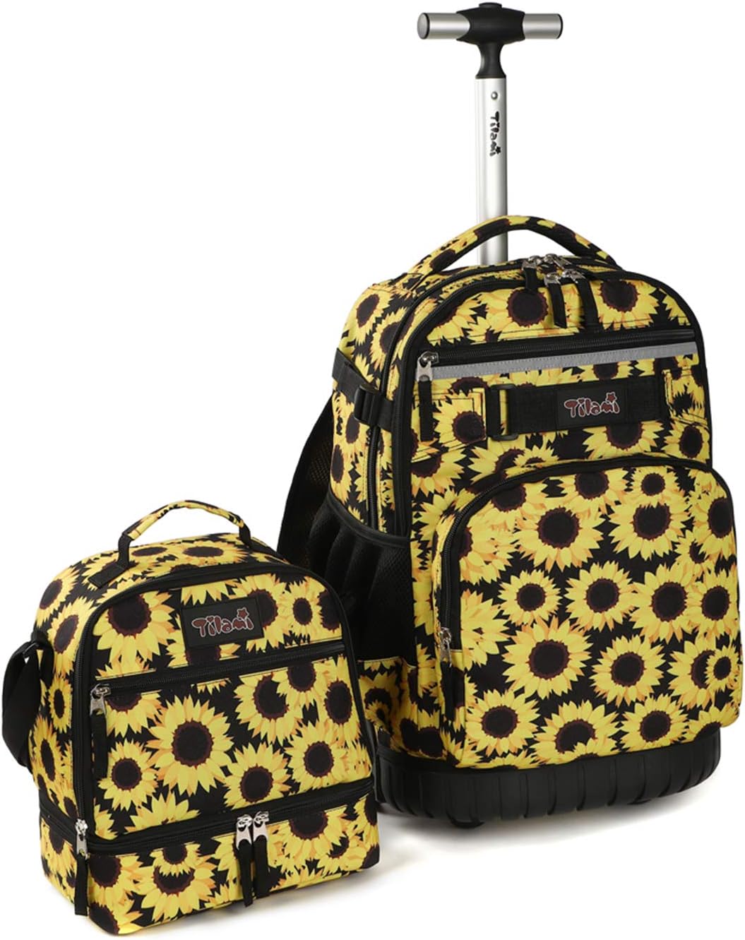 Tilami Rolling Backpack 19 inch with Lunch Bag Wheeled Laptop Backpack (Sunflower)