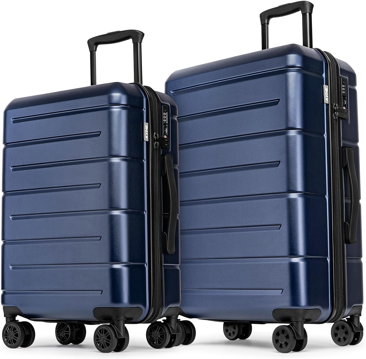 KYME Luggage Sets 2 Piece Hardshell 20"/24" Suitcases with Spinner Wheels Hardside Suitcase Set with TSA Lock Lightweight Travel Luggage Set with Cup Holder for Women Men Navy
