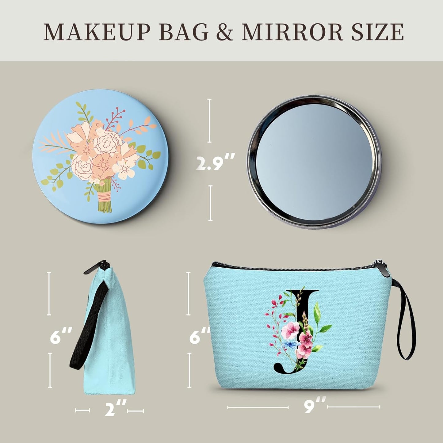 Birthday Inspirational Bridesmaid Proposal Team Small Gifts for Women Mom Aunt Teacher Sister Coworkers Makeup Cosmetic Bag Travel with Mirror Mothers Day Christmas Graduation J