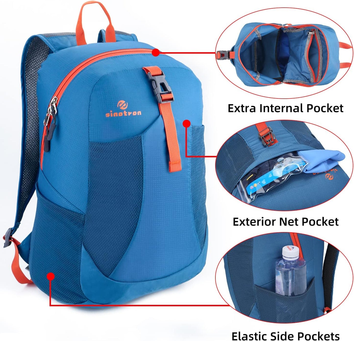 sinotron 22L Lightweight Packable Hiking Backpack, Small Hiking Backpack Day Pack for Women Men Travel Camping Vacation