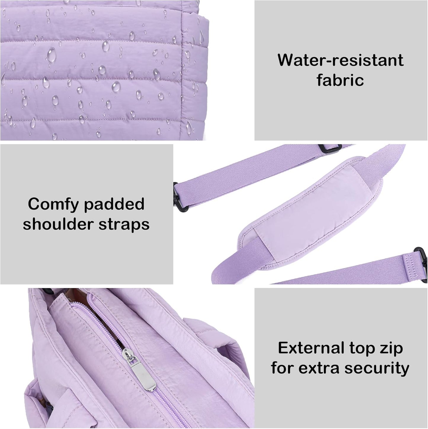 AOCINA Puffy Tote Bag for Women Quilted Work Bag Nurse Bags Women's Handbags for Travel