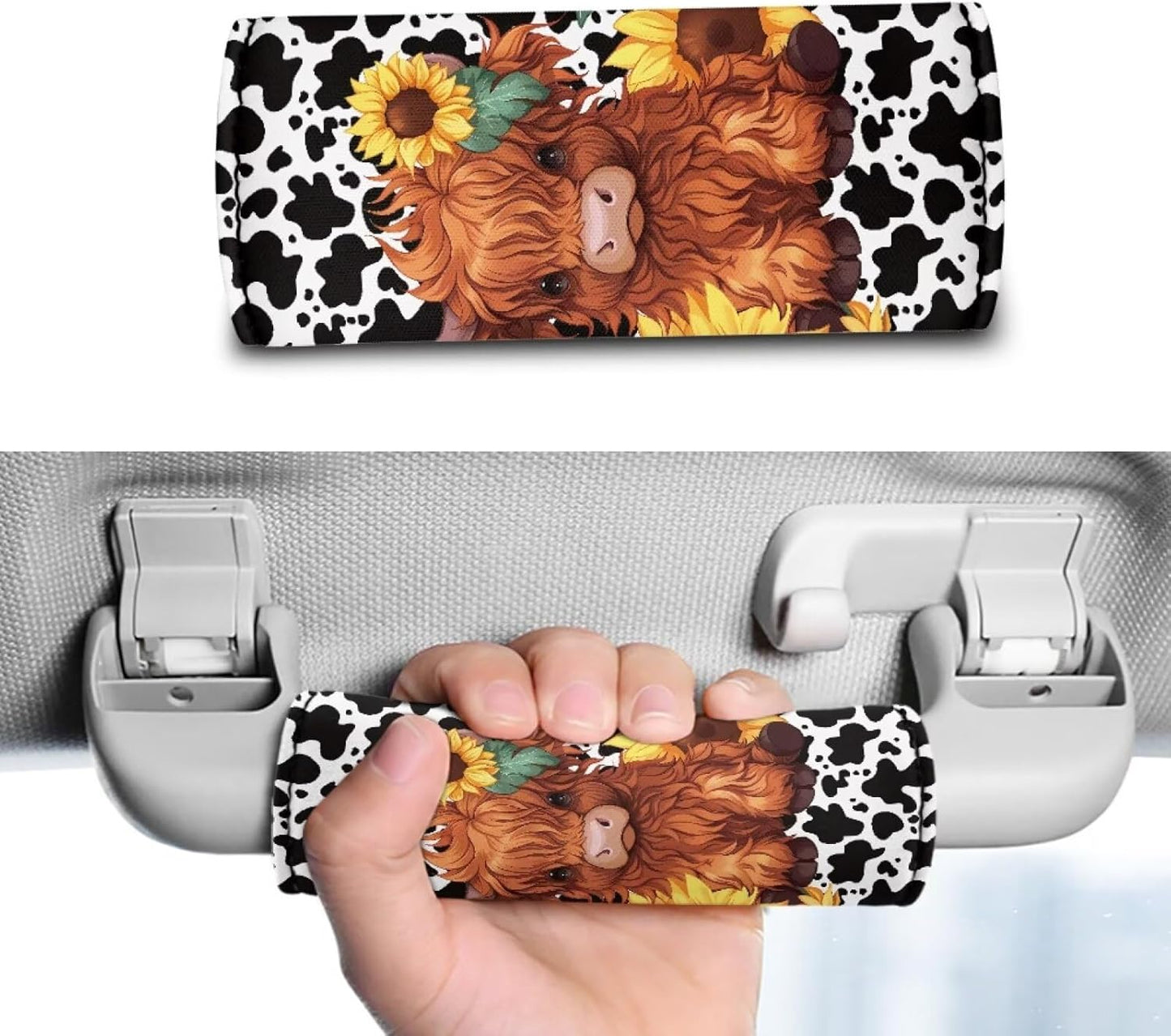 Highland Cattle Luggage Handle Cover Sleeve Protector Set 2 Pcs Cow Spot Suitcase Protective Luggage Handle Wraps for Suitacse Foldable