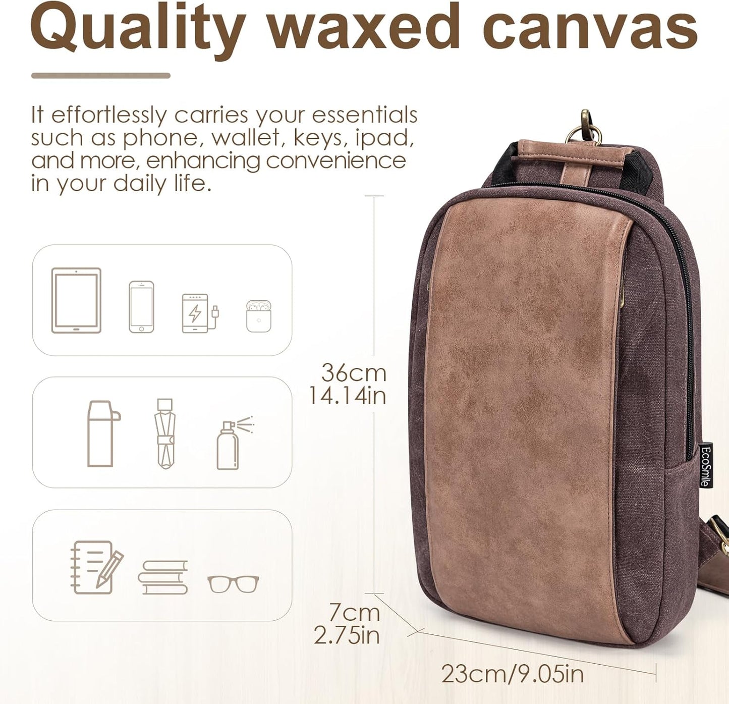 Canvas Messenger Bag Sling Bag Crossbody Shoulder Bag for Men Women Travel Work Satchel Bags