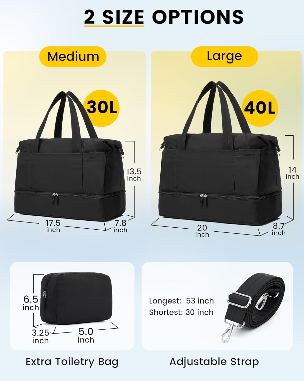 Vorspack Duffle Bag for Travel - 40L Gym Bag for Women Men Personal Item Travel Bag with Shoe
