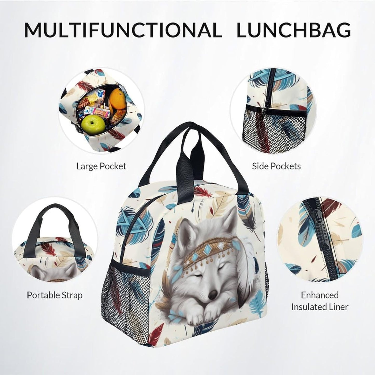 UNIKITTY Kids Backpack - 3PCS School Backpack for Girls Boys, Cute Wolf Backpack with Lunch Bag, 17" Durable Large Capacity Preschool Bookbags for Kids Teens