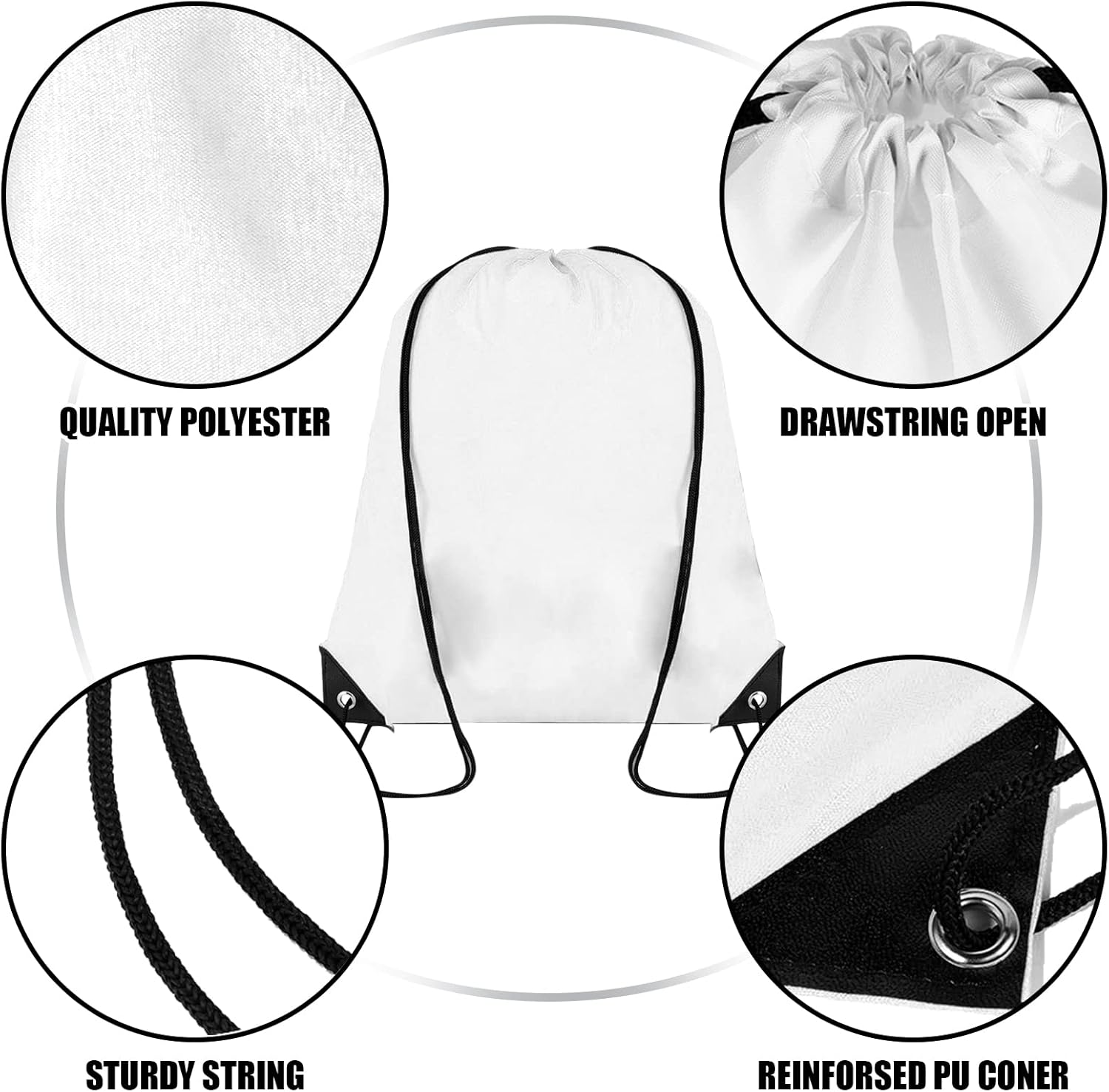 Drawstring Backpack Bulk 100Pcs Cinch Bag, Polyester Drawstring Bags for Gym Beach Sports Short