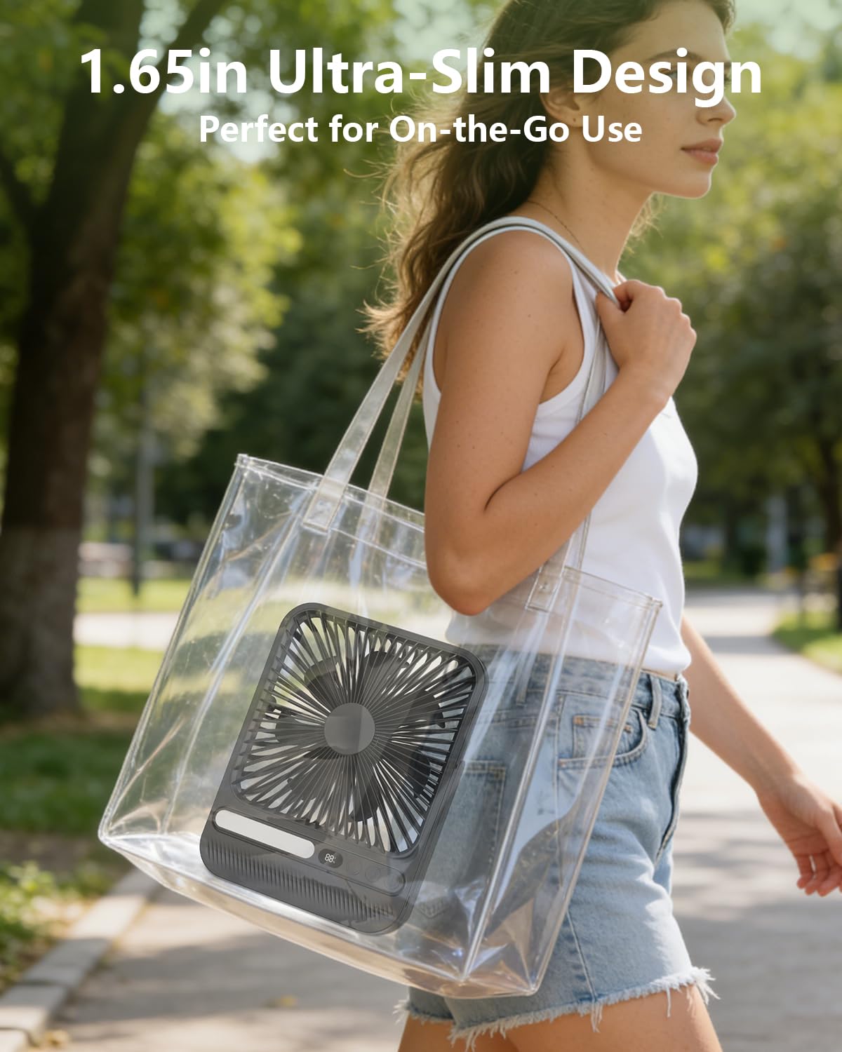 BIVBTP 8000mAh Portable Travel Fan,7in 28hrs Ultra-Thin Desk Fan