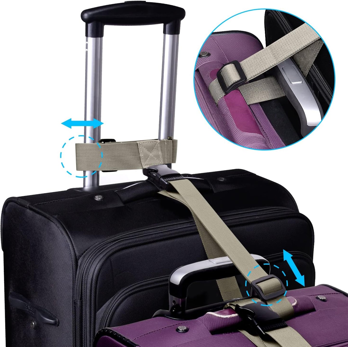 Wisdompro 2 Pcs Add a Bag Luggage Strap, Heavy Duty Adjustable Suitcase Belt Travel Attachment