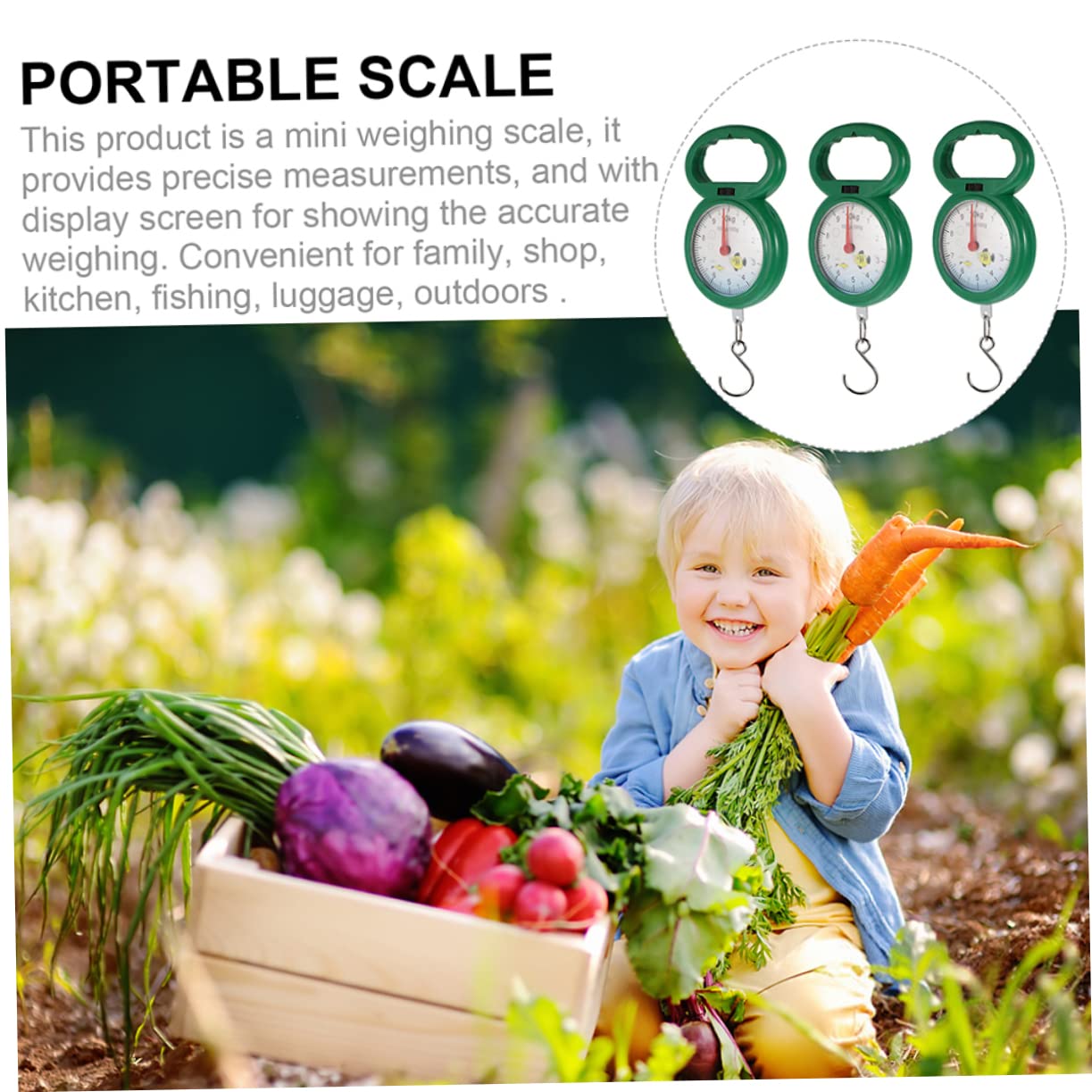 4pcs Plastic Spring Scale Luggage Scale Portable Handheld for Baggage Fish Supermarket Use Random Color