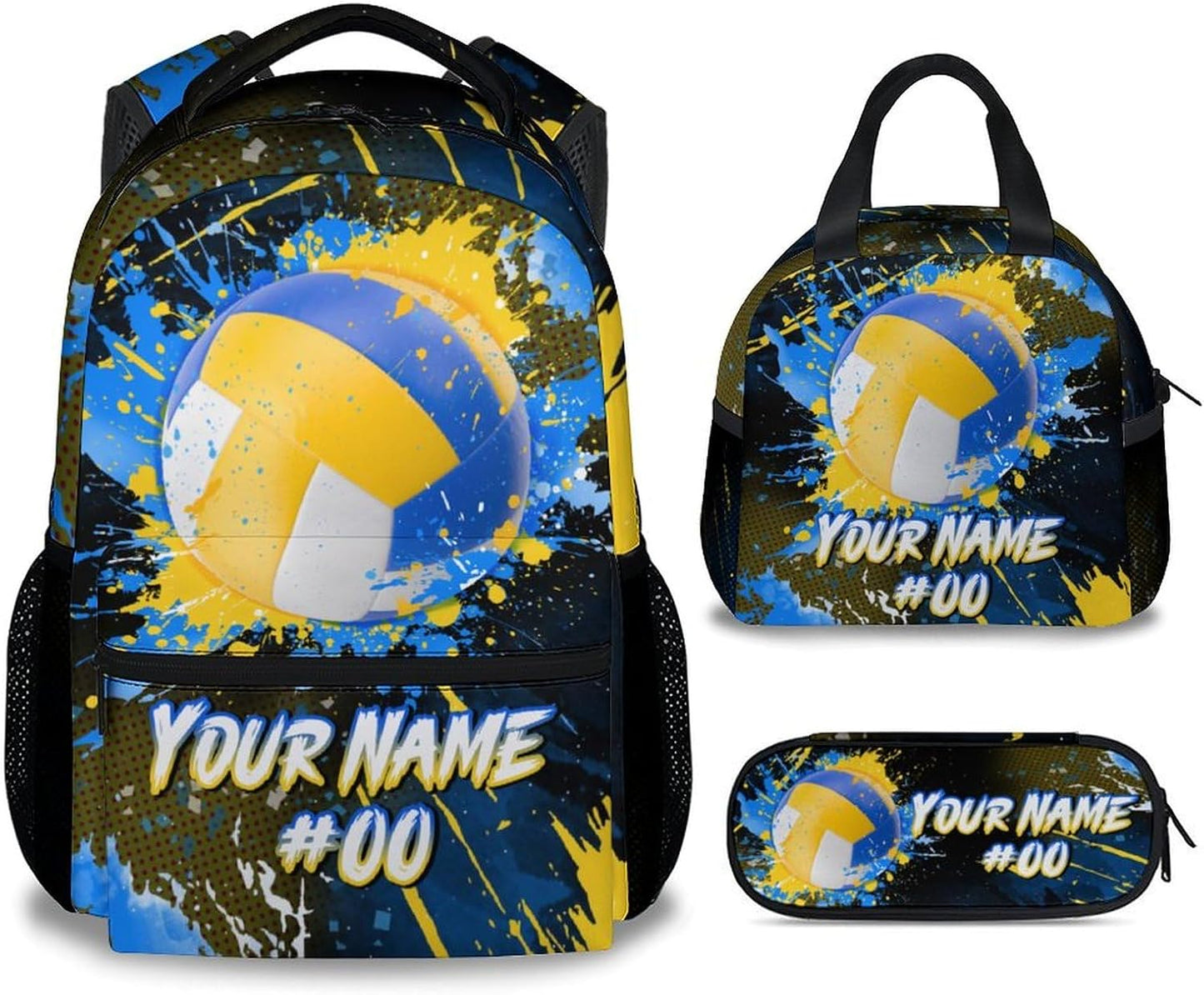COZYAURA Backpacks for School - Personalized Volleyball Backpacks Set for Girls Teens - Kids Bookbag for Elementary Middle School - Custom Sports Theme Back Pack with Lunch Box