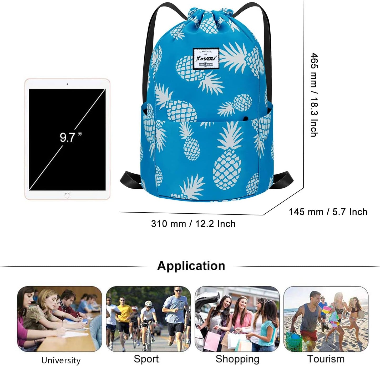 XEYOU Drawstring Sports Backpack Lightweight Gym Yoga Sackpack Shoulder Rucksack Casual Outdoor