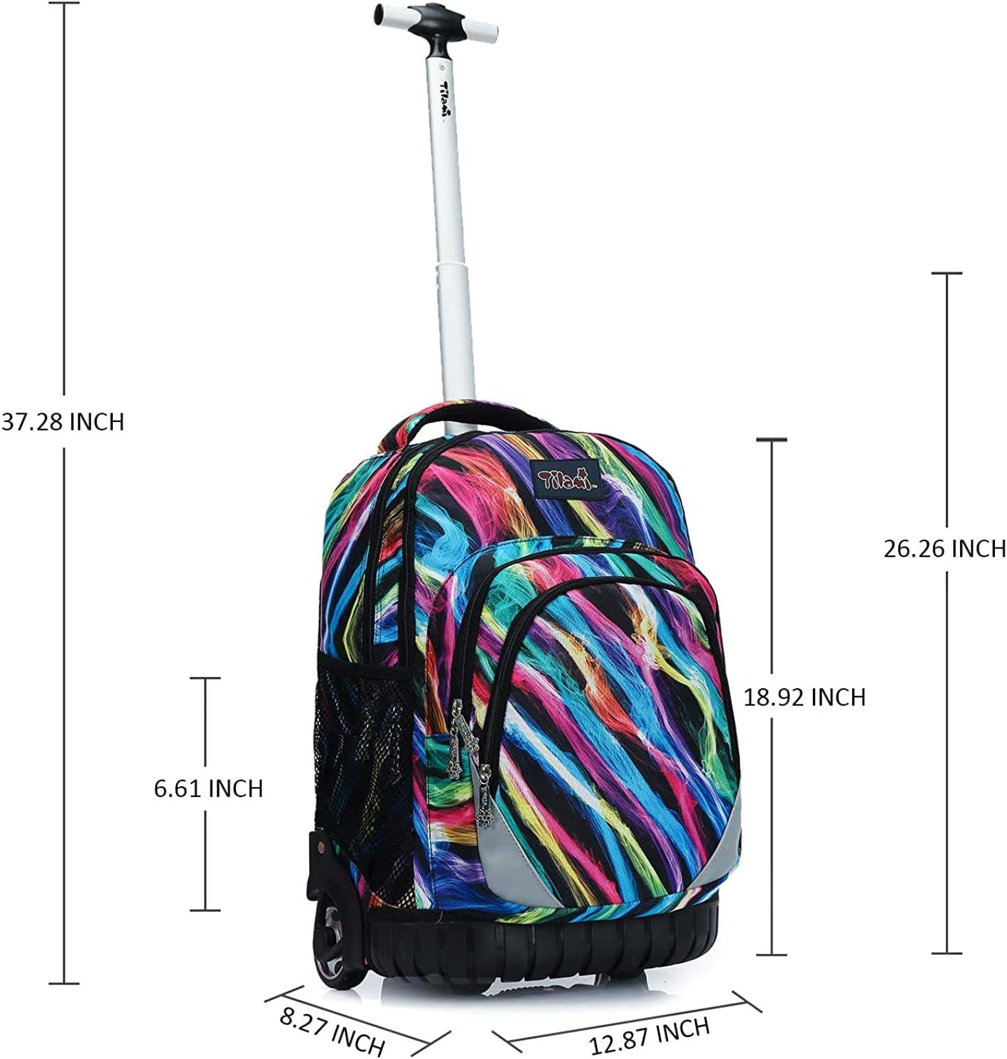 Tilami Rolling Backpack & Lunch bag for Kids 19 Inch Wheeled Bookbag for Boys & Girls for School & Travel,Multi colors