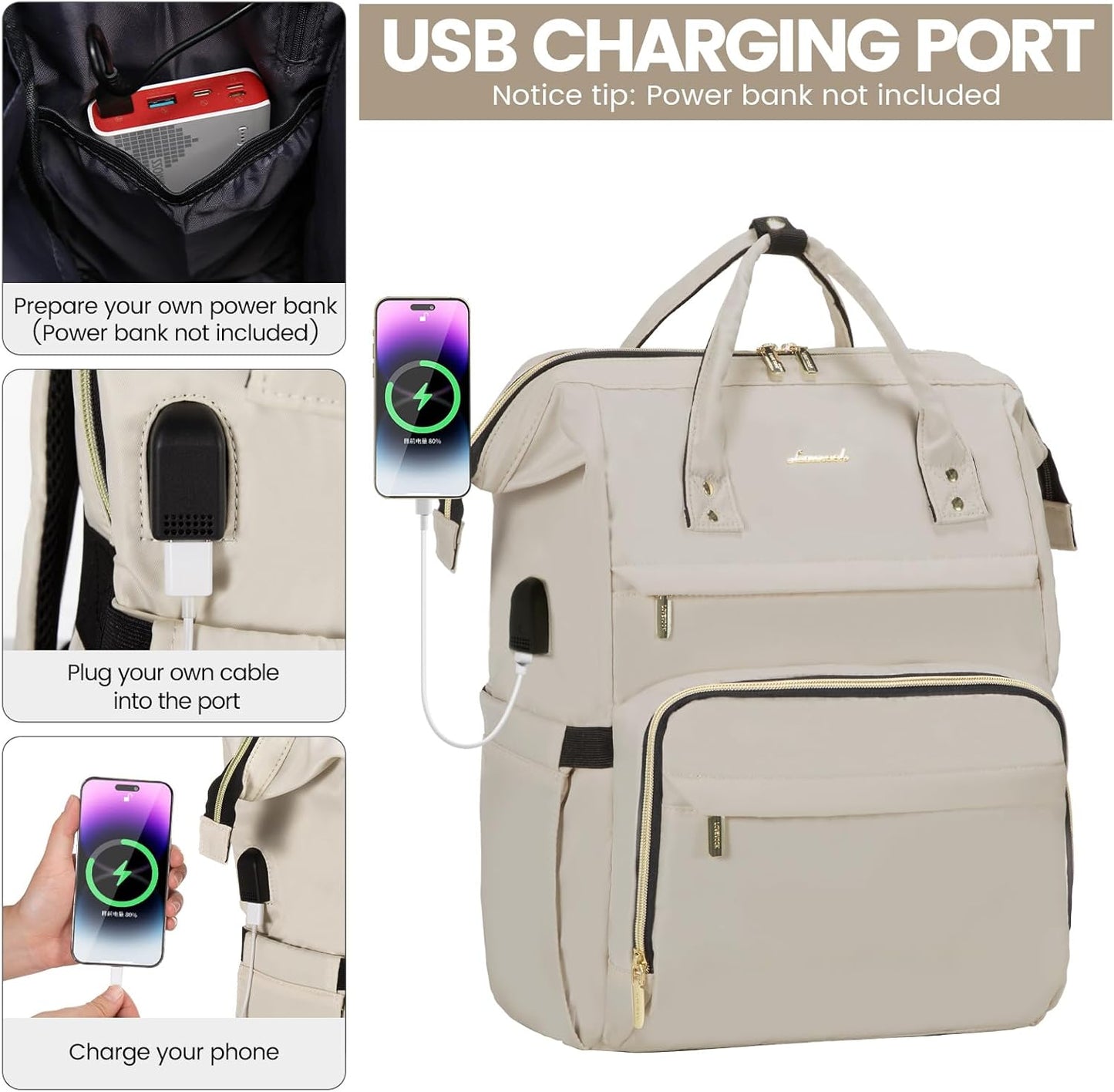 LOVEVOOK Laptop Backpack for Women Teacher Backpack Nurse Bag,Work Bags Backpack Purse Bag Anti-Theft Travel Backpacks with USB Charging Port,15.6 Inch Backpacks for College Business Casual