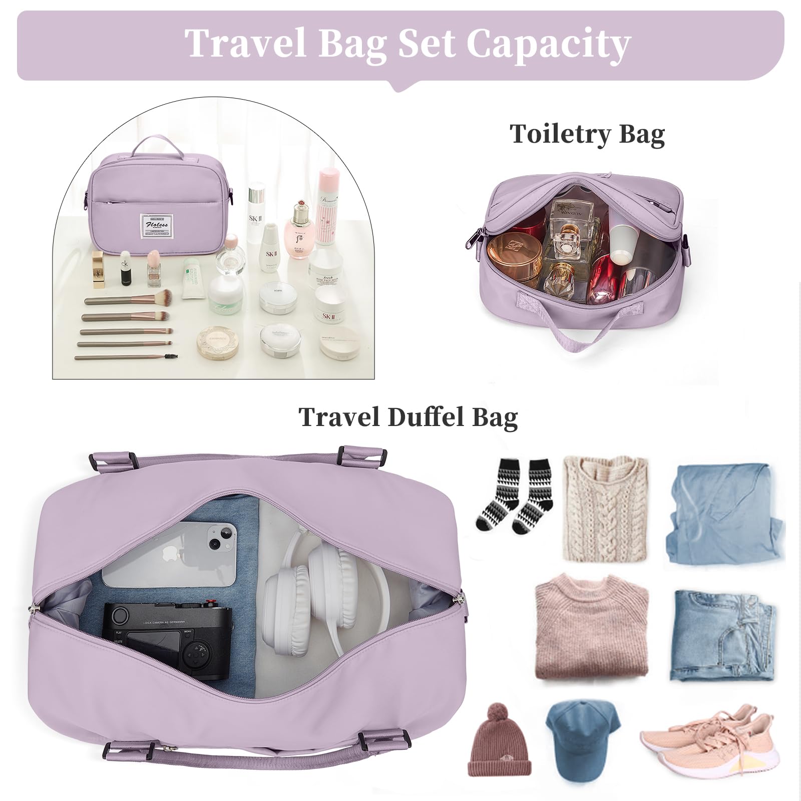 Weekender Bags for Women, Personal Item Travel Bag with Shoes Compartment