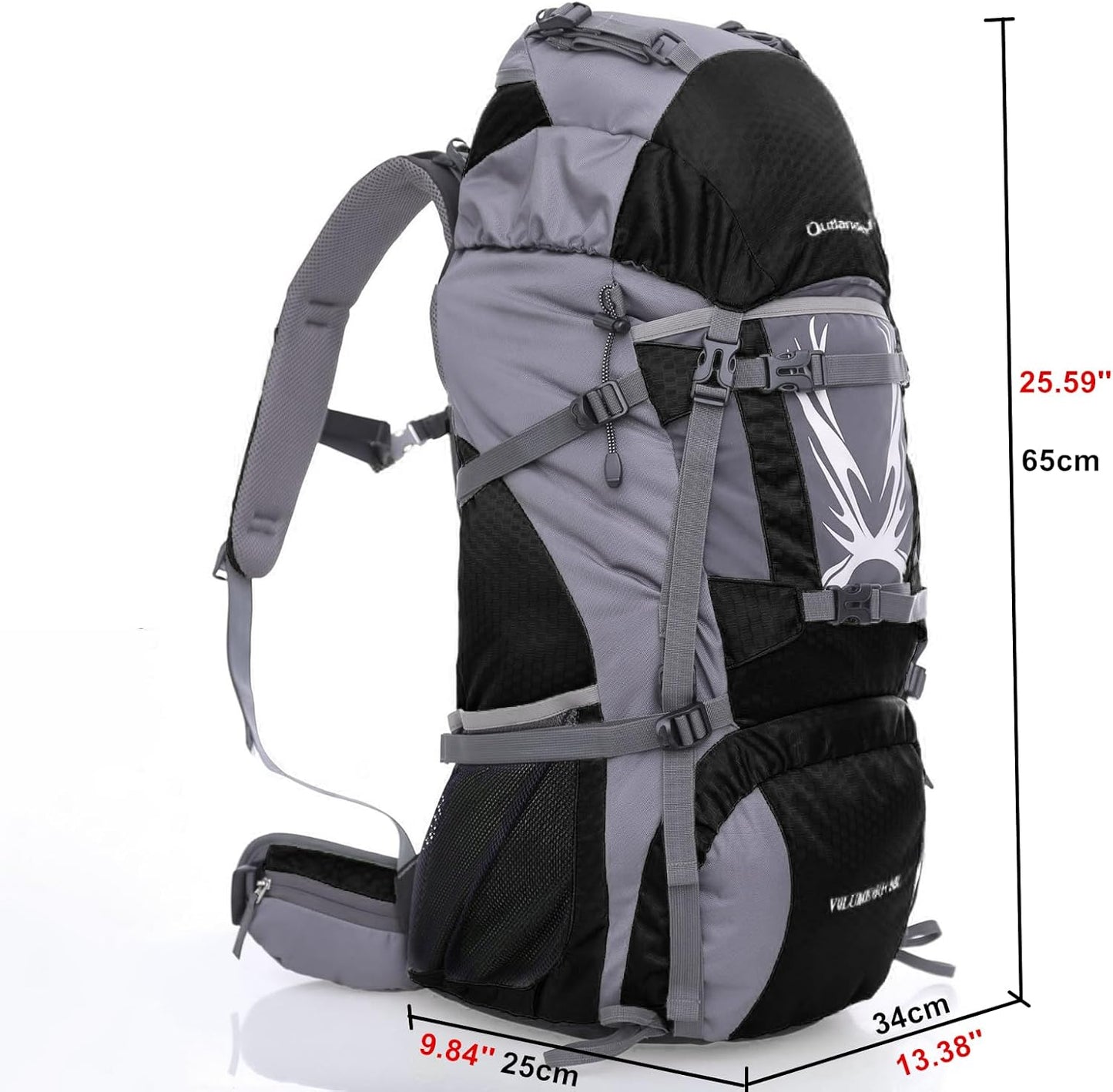 UNISTRENGH 60L Waterproof Hiking Camping Backpack with Rain Cover, Large Outdoor Sport Travel Daypack Rucksack for Climbing (Black)