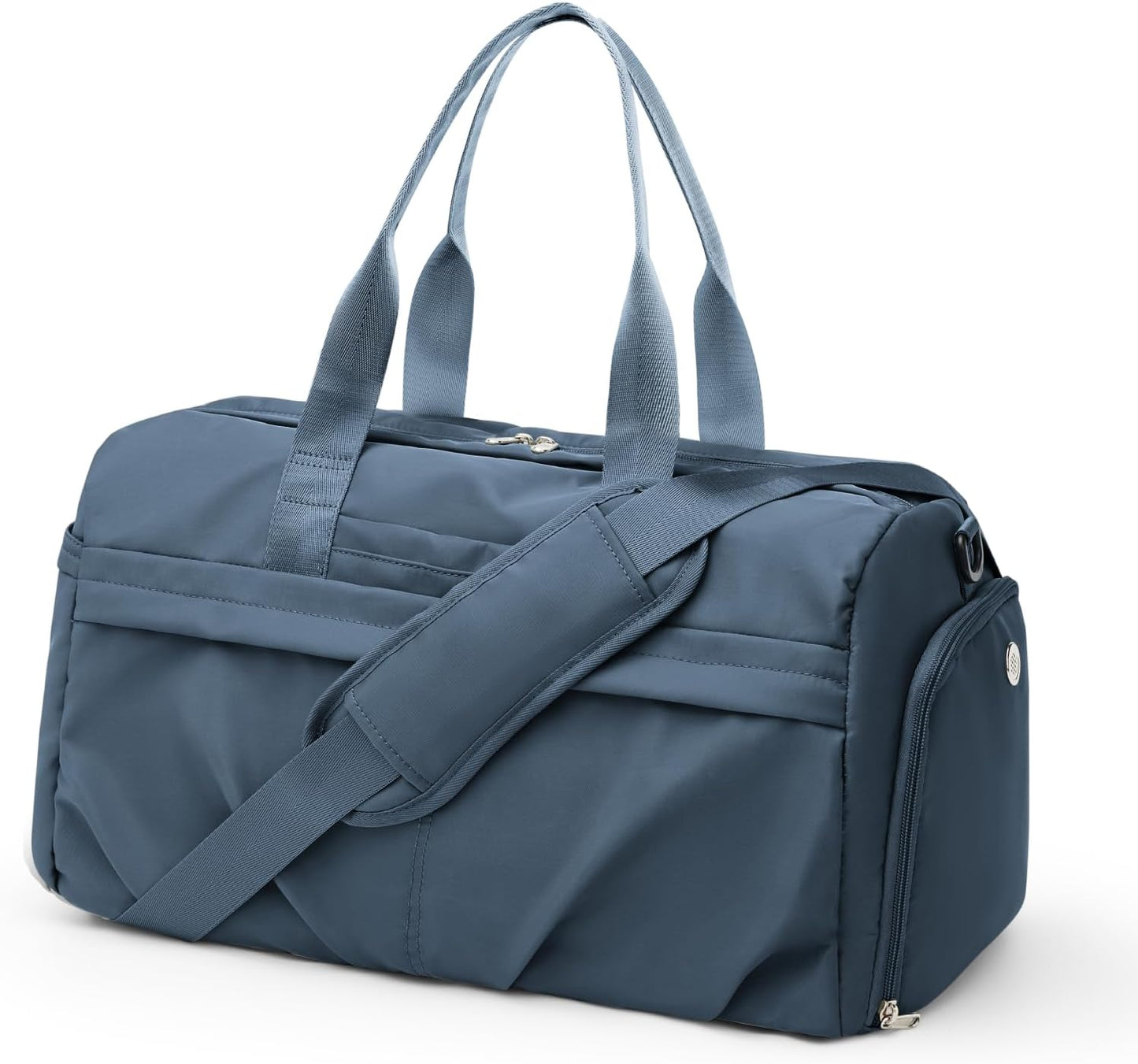 Gym Bag for Women Men with Shoe Compartment, Sport Duffel Bag, Waterproof Travel Weekender Overnight Carry on Bag for Yoga with Trolley Sleeve, Jewel Blue