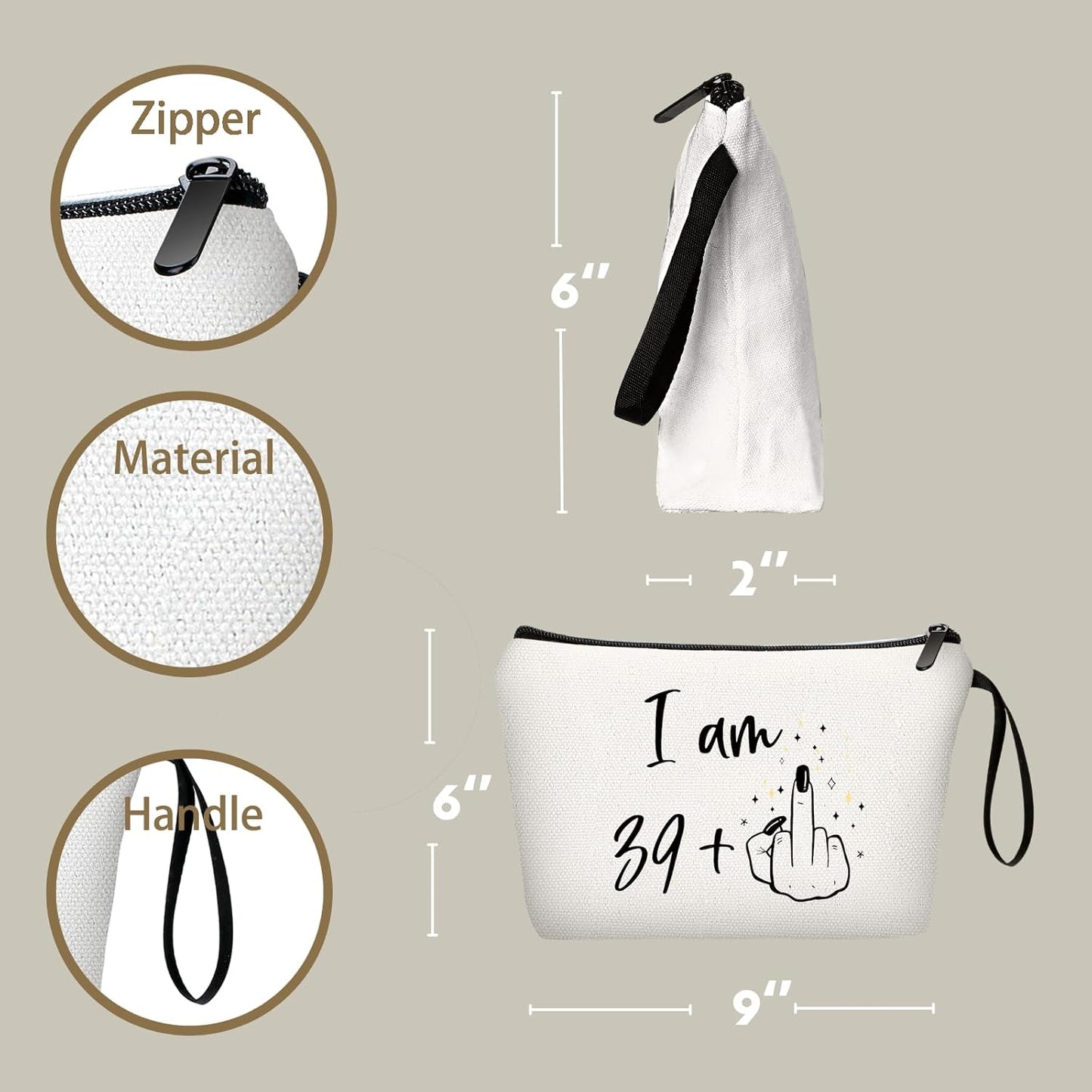 40th Birthday Gifts Women 40s 40 Year Old, Unique Small Travel Cosmetic Makeup Bag