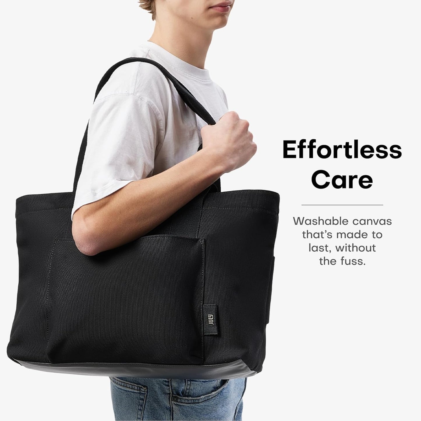 Everyday Large Tote Bag for Women with Laptop Sleeve, Pass-Through Band, Luggage Sleeve, Drink Bottle Holder, Simple Modern Tote Bag for Travel, Work, Commute & Daily Use - 22L - Black