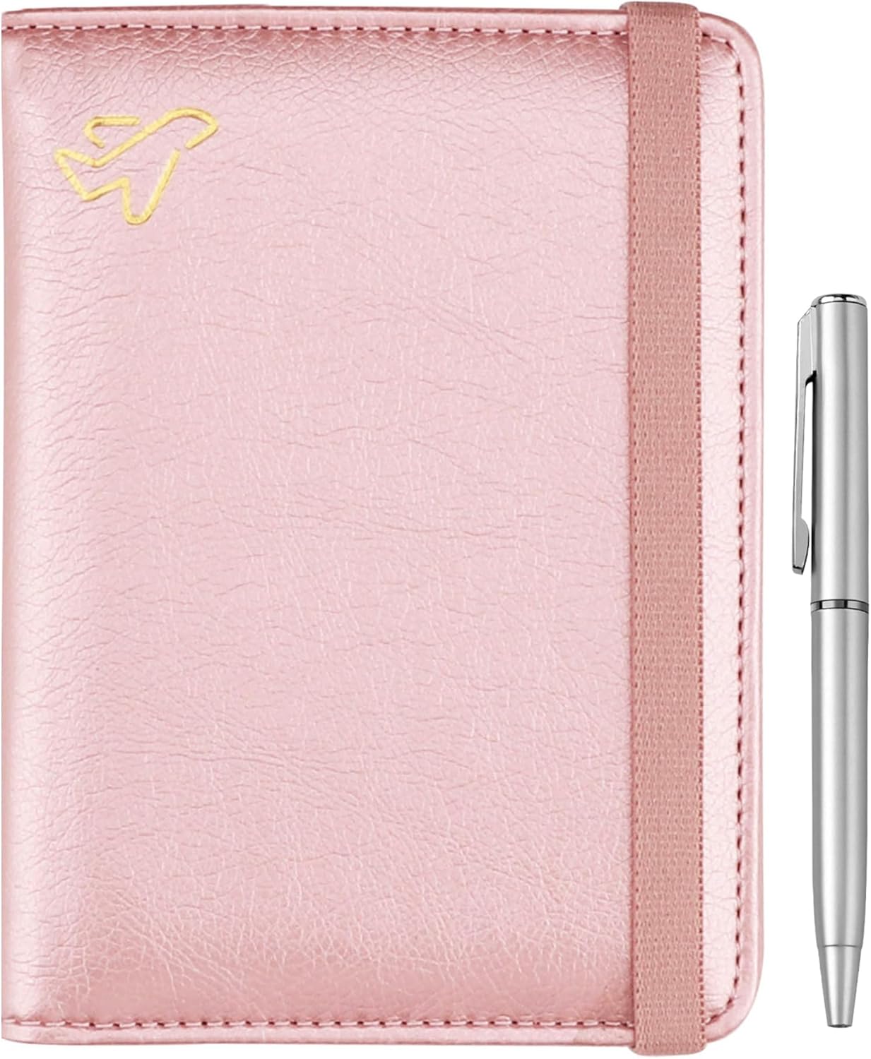 WALNEW Passport Holder for Travel, RFID Passport Cover Wallet for Women Men, PU Leather Passport Book Card Holder Case with Pen, Travelling Essentials for Flying