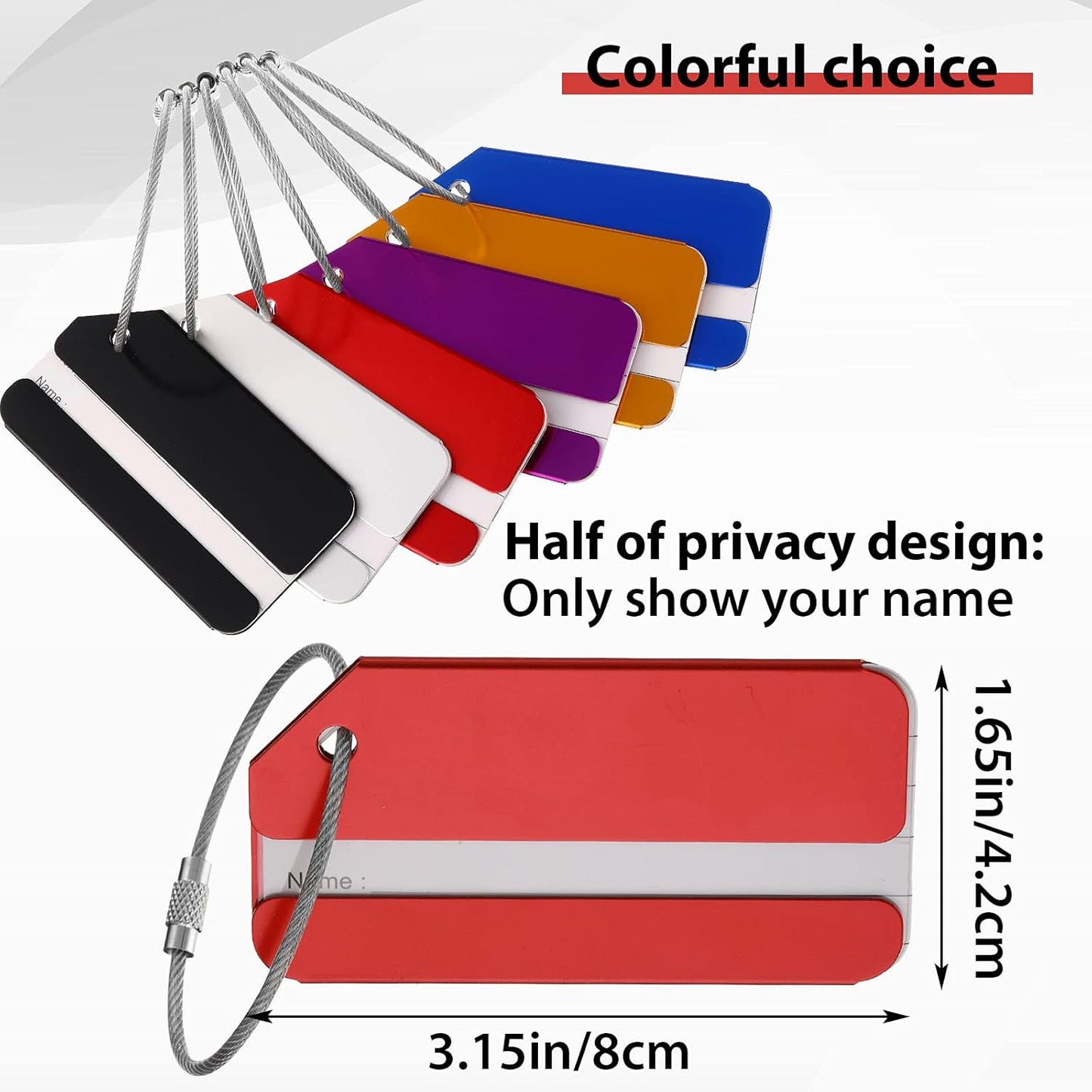12 Pieces Luggage Tags Business Card Holder Aluminum Metal Travel ID Bag Tag for Suitcases Travel Luggage Baggage Identifier(Red, Silver, Black, Blue, Purple, Gold)